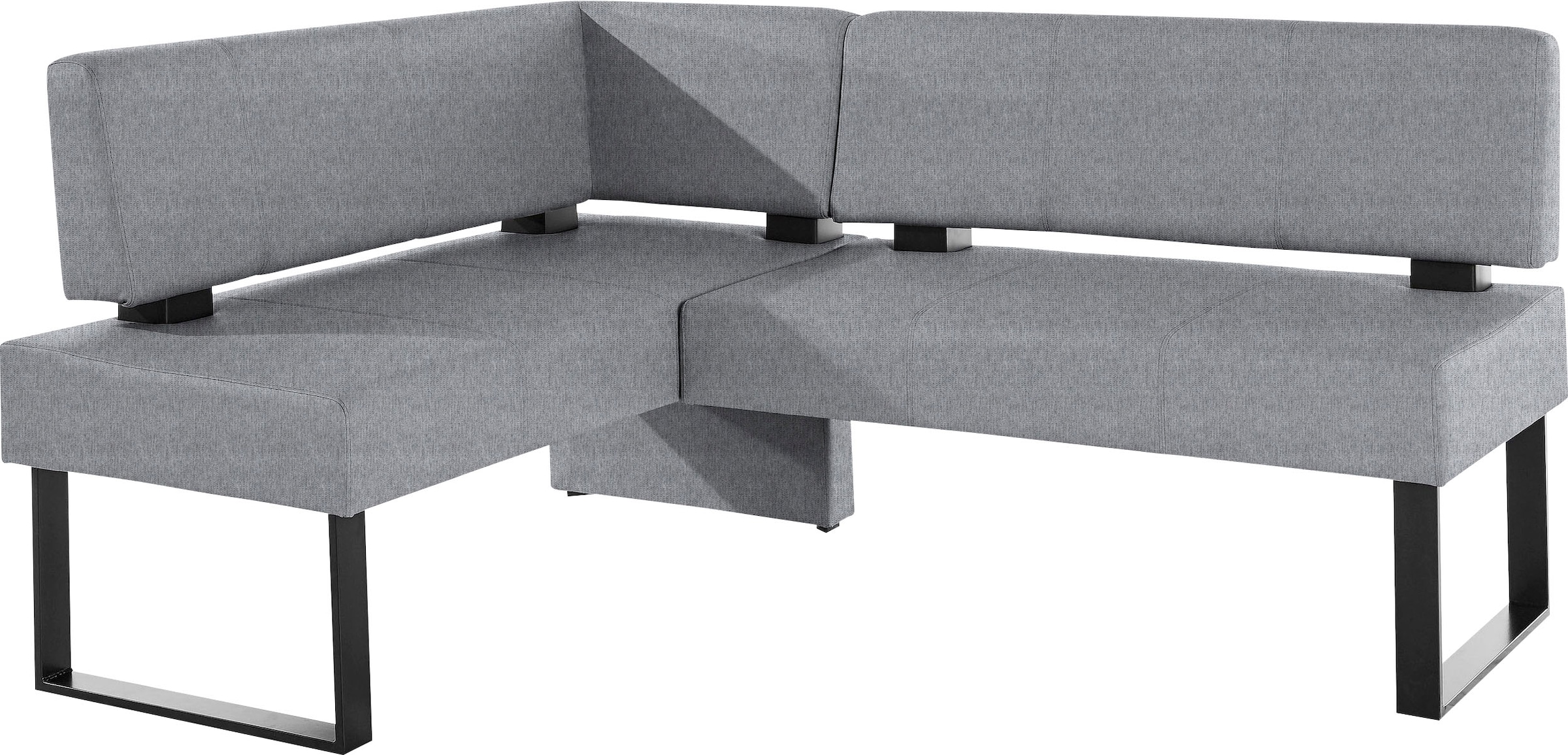 Eckbank OTTO HOME "Oliver mit Metallgestell, Küchenbank", grau (grau (fantasy 8202), schwarz), B:220cm H:89cm T:160cm, Holzwerkstoff, Massivholz, Polyester, Sitzbänke, Eckbank, verschiedene Bezüge Cord Esszimmerbank OTTOs Choice
