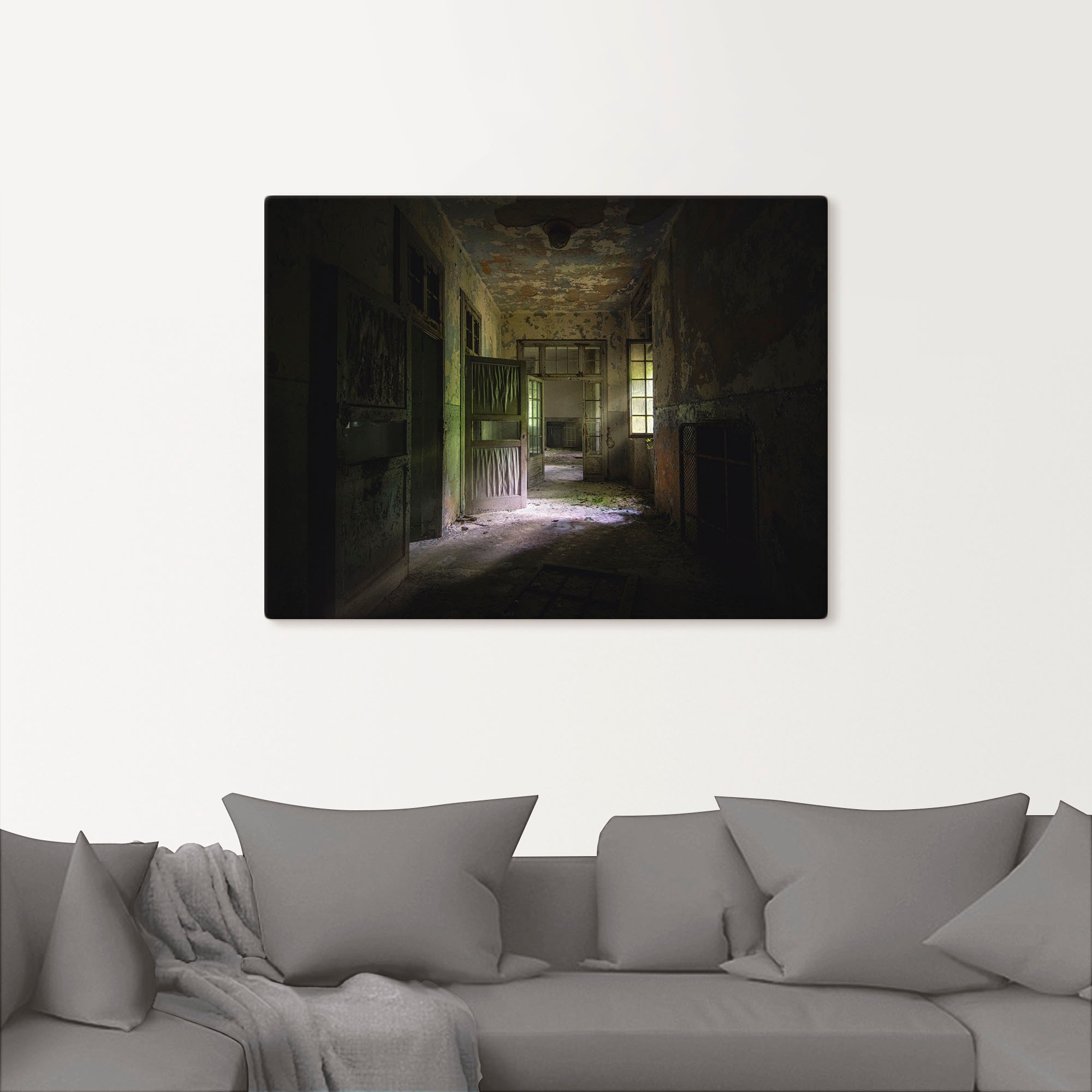 Artland Wandbild »Lost Place Düsterer Flur Türen Gang«, Fenster & Türen, (1 St.), als Alubild, Outdoorbild, Leinwandbild, Poster in verschied. Größen