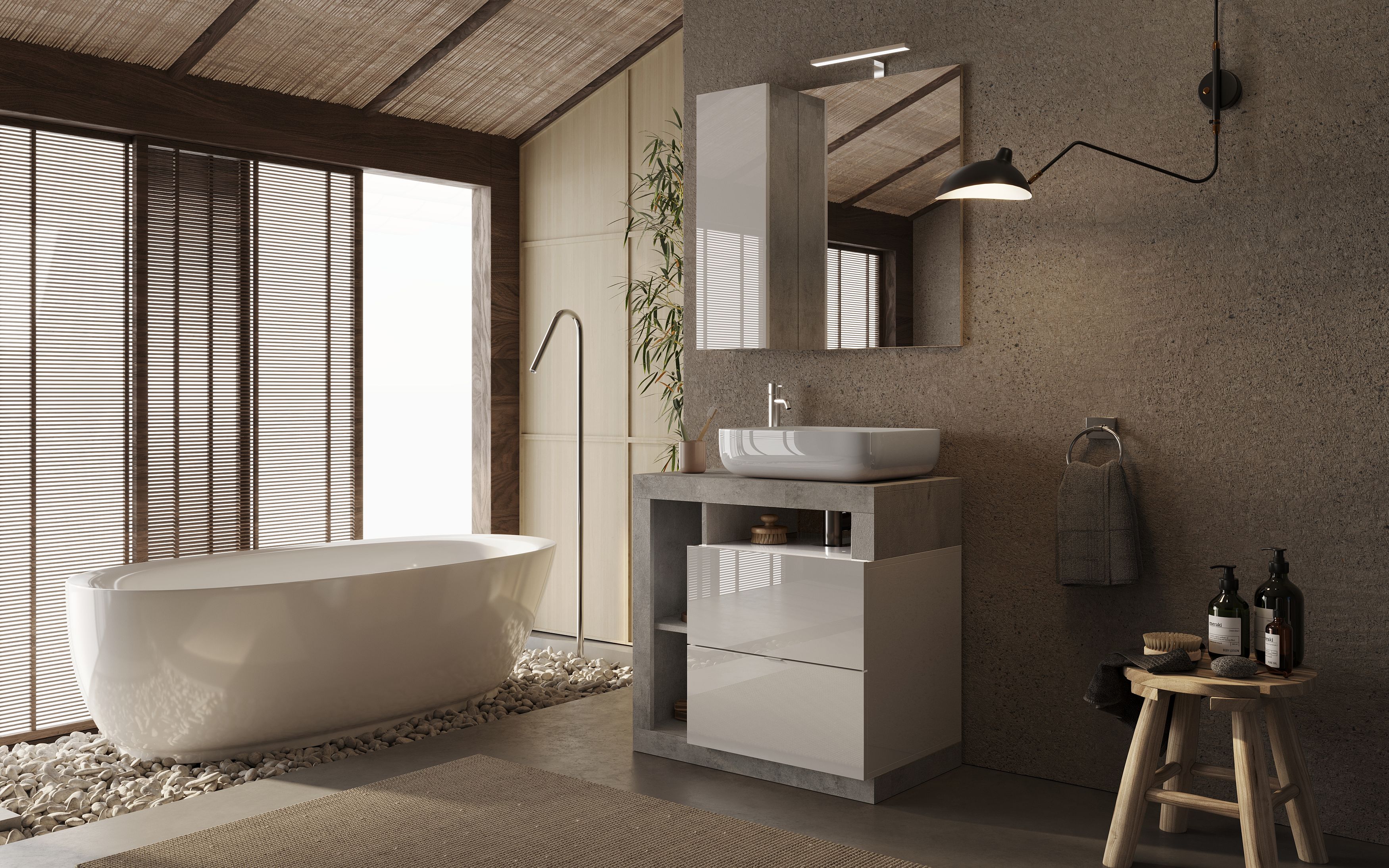 Thumbnail - welltime Badmöbel-Set "Hamburg, Badezimmerset 2tlg. Breite 79 cm, Badmöbel, Waschtisch inkl." Spar-Set, 2 Stk. tlg.