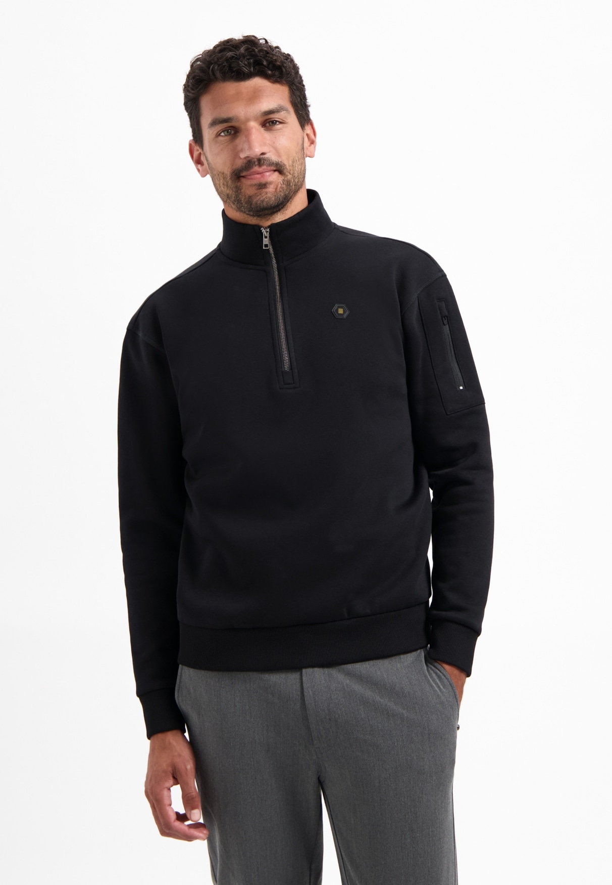 NO EXCESS Sweater "No Excess Half-Zip-Pullover Sweater Half Zip Brushed" günstig online kaufen