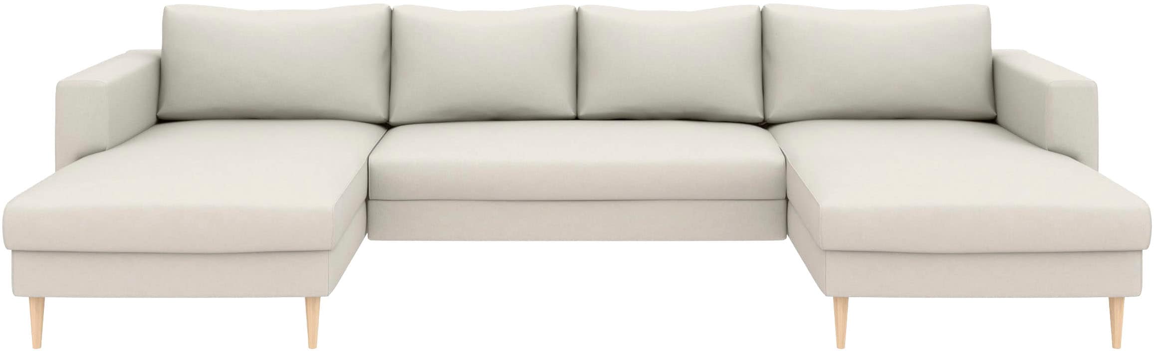 TRENDMANUFAKTUR Wohnlandschaft »Amazing, wahlw. mit Schlaffunktion & Bettkasten, Fuß Buche lackiert« Sofa in U-Form, in Cord oder Struktur, Breite 305 cm