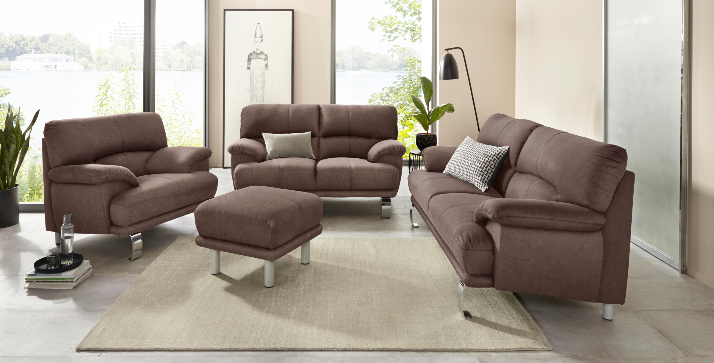 TRENDMANUFAKTUR Sessel »Cecilia II, Loungesessel in italienischem Design«, breite und bequeme Armlehnen