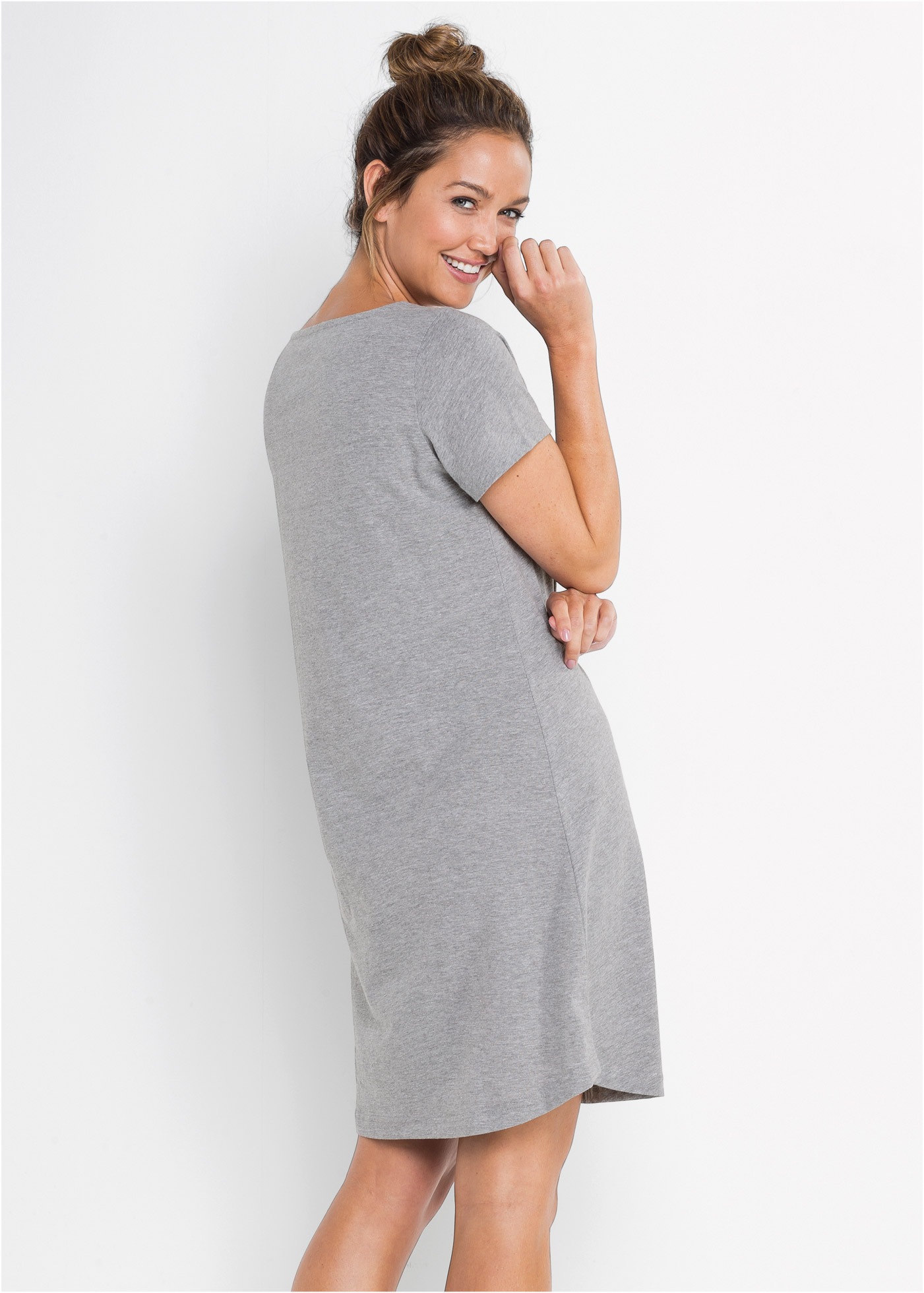 bonprix Nachthemd aus Baumwolle und Viskose, mit kurzem Arm, gerader Schnit günstig online kaufen