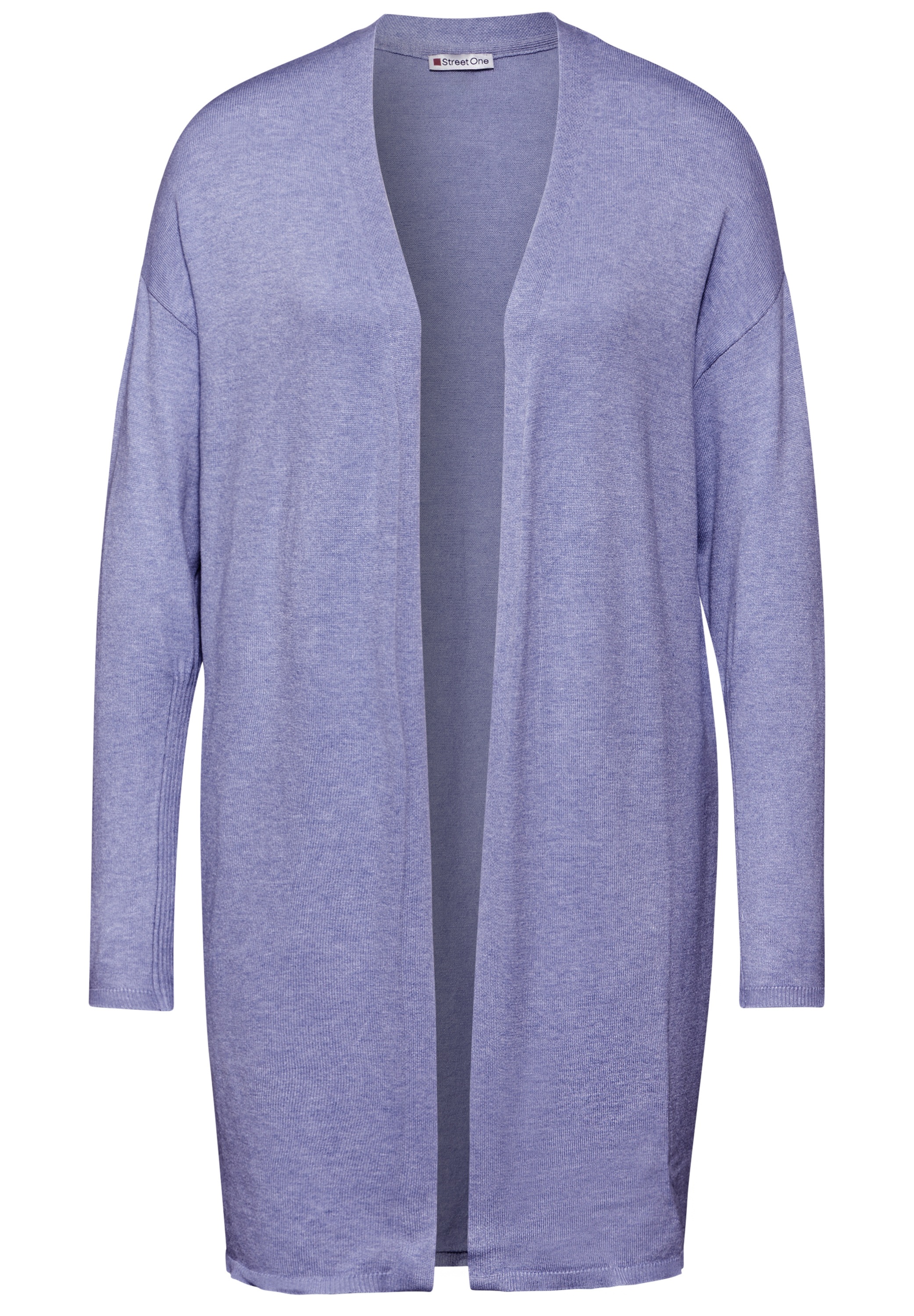 Strickjacke STREET ONE, Damen, Gr. 42, lila (lila dusk meliert), Stoff, 70% Viskose, 30% Nylon, unifarben, normal lang, ohne Ausschnitt, Bündchen, Strickjacken Strickjacke, aus softer Viskose 3
