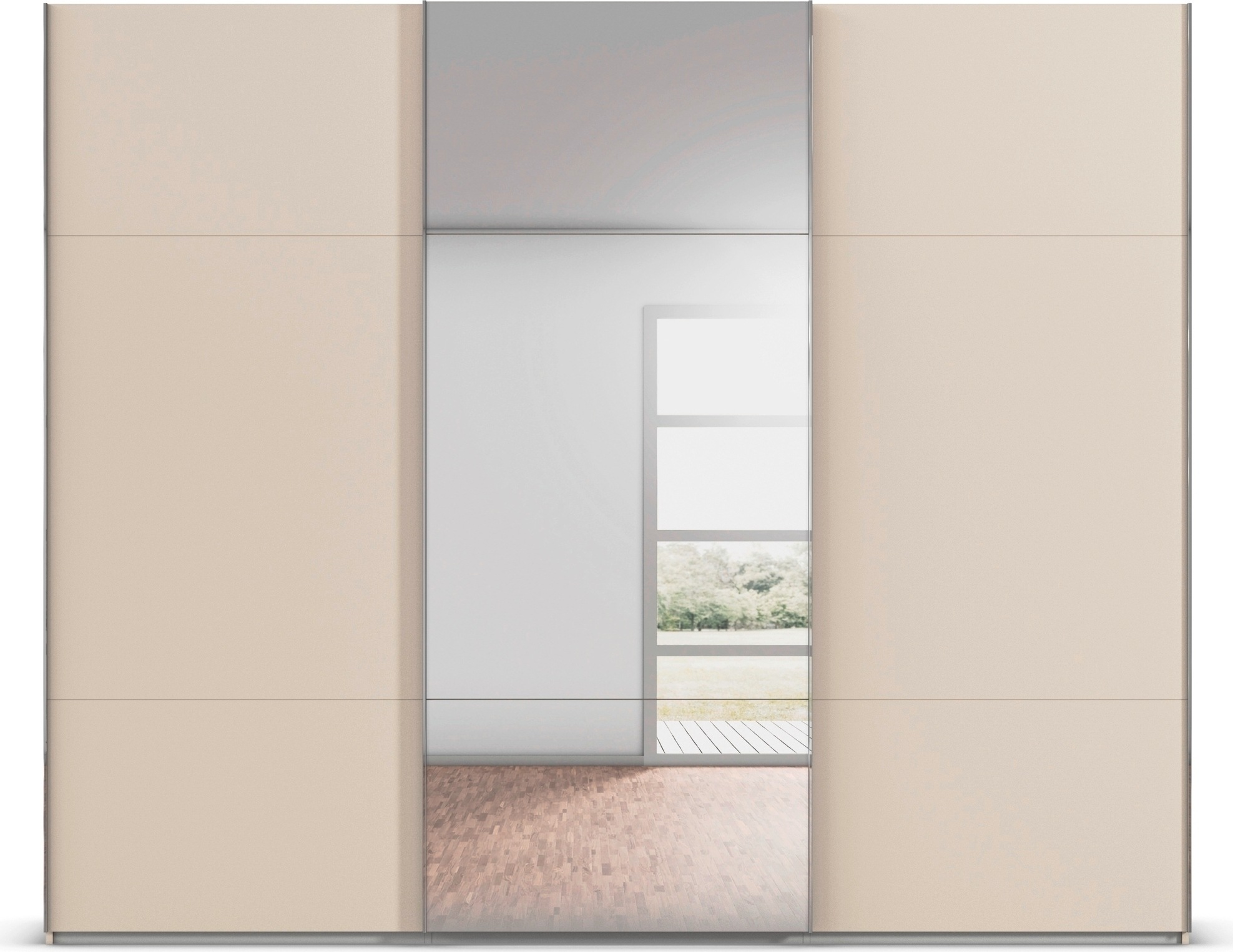 rauch Schwebetürenschrank »Kleiderschrank Schrank Garderobe Schlafzimmerschrank CONTIDO«, (in 3 verschiedenen Ausstattungen BASIC/CLASSIC/PREMIUM), aus hochwertigem Material in 6 Breiten 2 Griff-Farben MADE IN GERMANY
