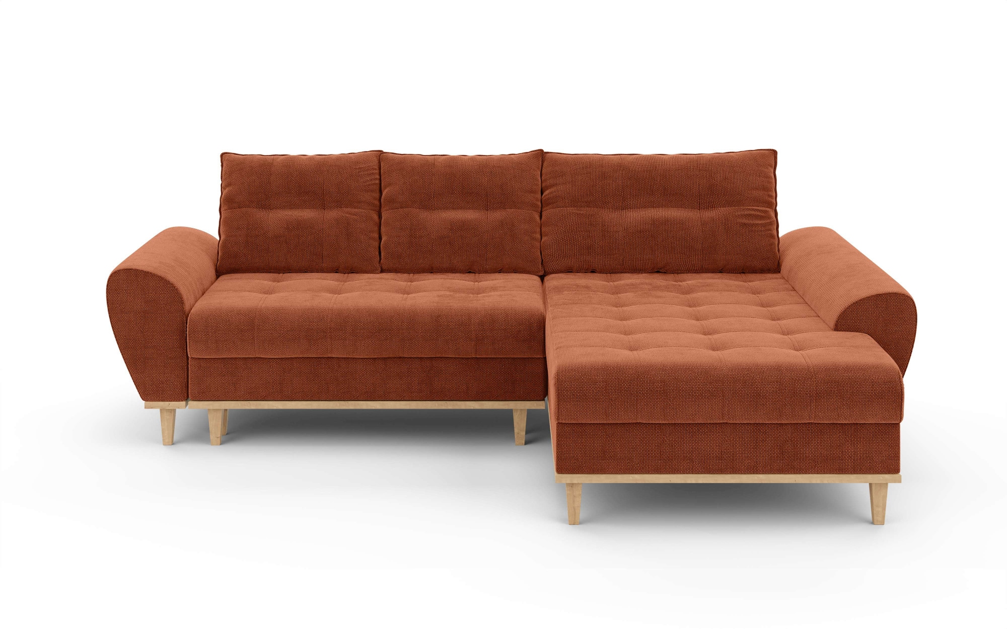 Home affaire Ecksofa »Ahrdorf mit Bettfunktion und Bettkasten, Maße: B/H/T 268/86/175 cm«, L-Form mit 3 Rückenkissen und moderne gerundete Armlehnen