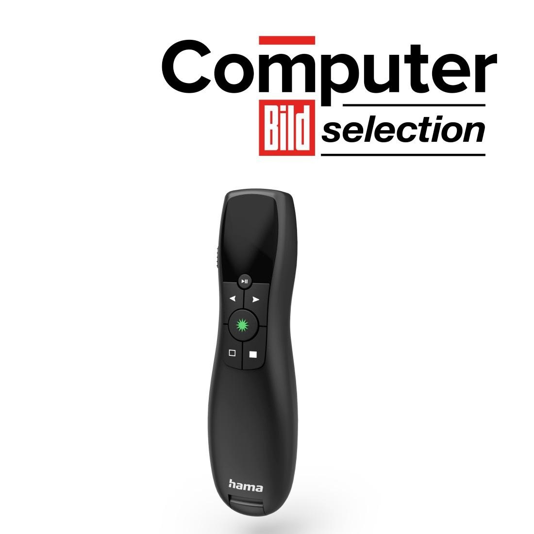 Hama Presenter »Presenter Fernbedienung mit Laserpointer, für Bildschirme, Power Point«, 1-in-1, Grüner Laser, USB-A Empfänger, PC