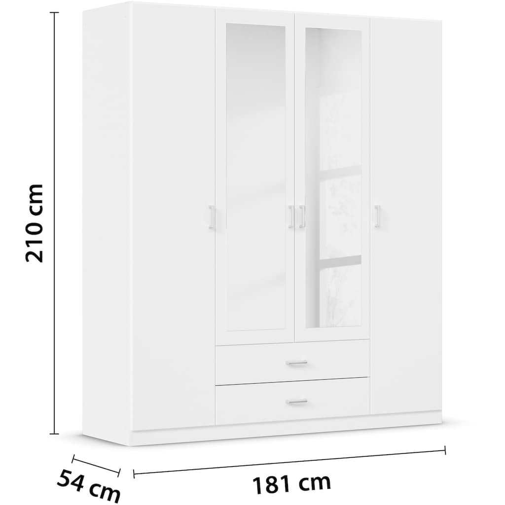 rauch Kleiderschrank »Gamma Drehtürenschrank Garderobe Schrank mit Spiegel«, in schlichtem Design mit Schubkästen und Spiegel, in 3 Breiten