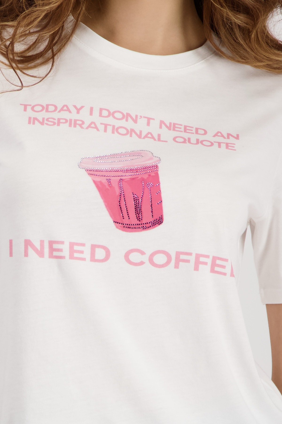 T-Shirt MONARI "Shirt Coffee to go", Damen, Gr. 40, off, weiß, Web, Obermaterial: 50% Baumwolle, 50% Modal, unifarben, regular fit normal, Rundhals, eingesetzt abgesteppte Kante, Shirts T-Shirt, Regular fit mit Print 5