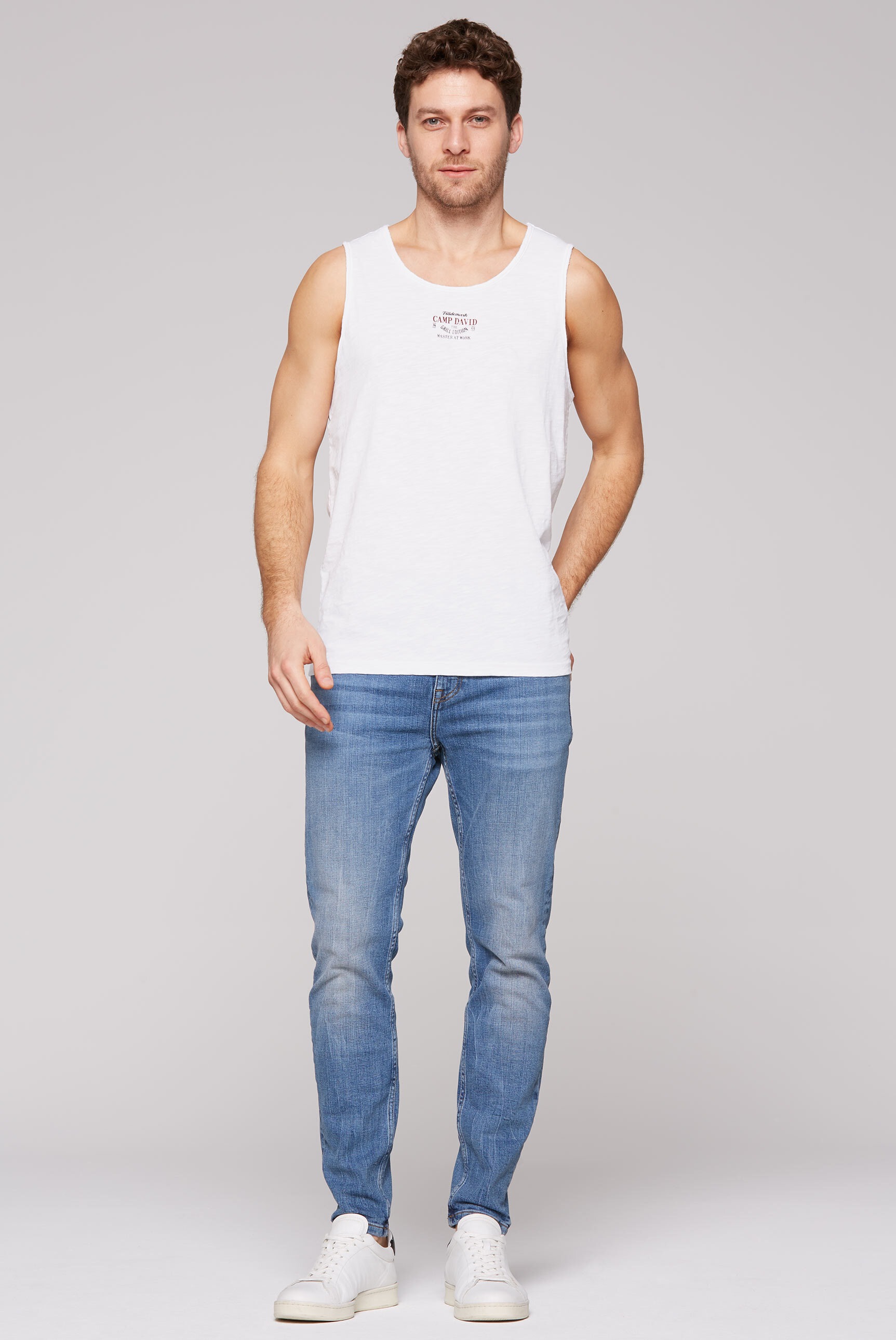 CAMP DAVID Tanktop, mit offenen Kanten an den Ausschnitten