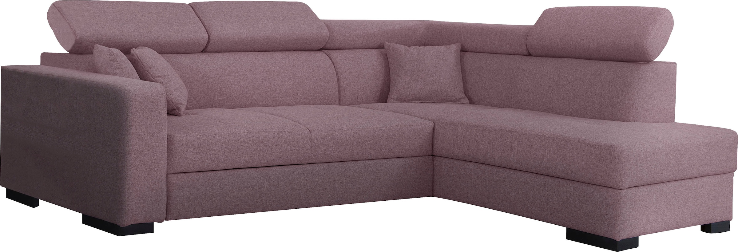 Home affaire Ecksofa "Tulio bequem, bewährte Wellenunterfederung, Breite 267cm, L-Form" wahlweise mit Bettfunktion und Bettkasten, incl. 3 Zierkissen
