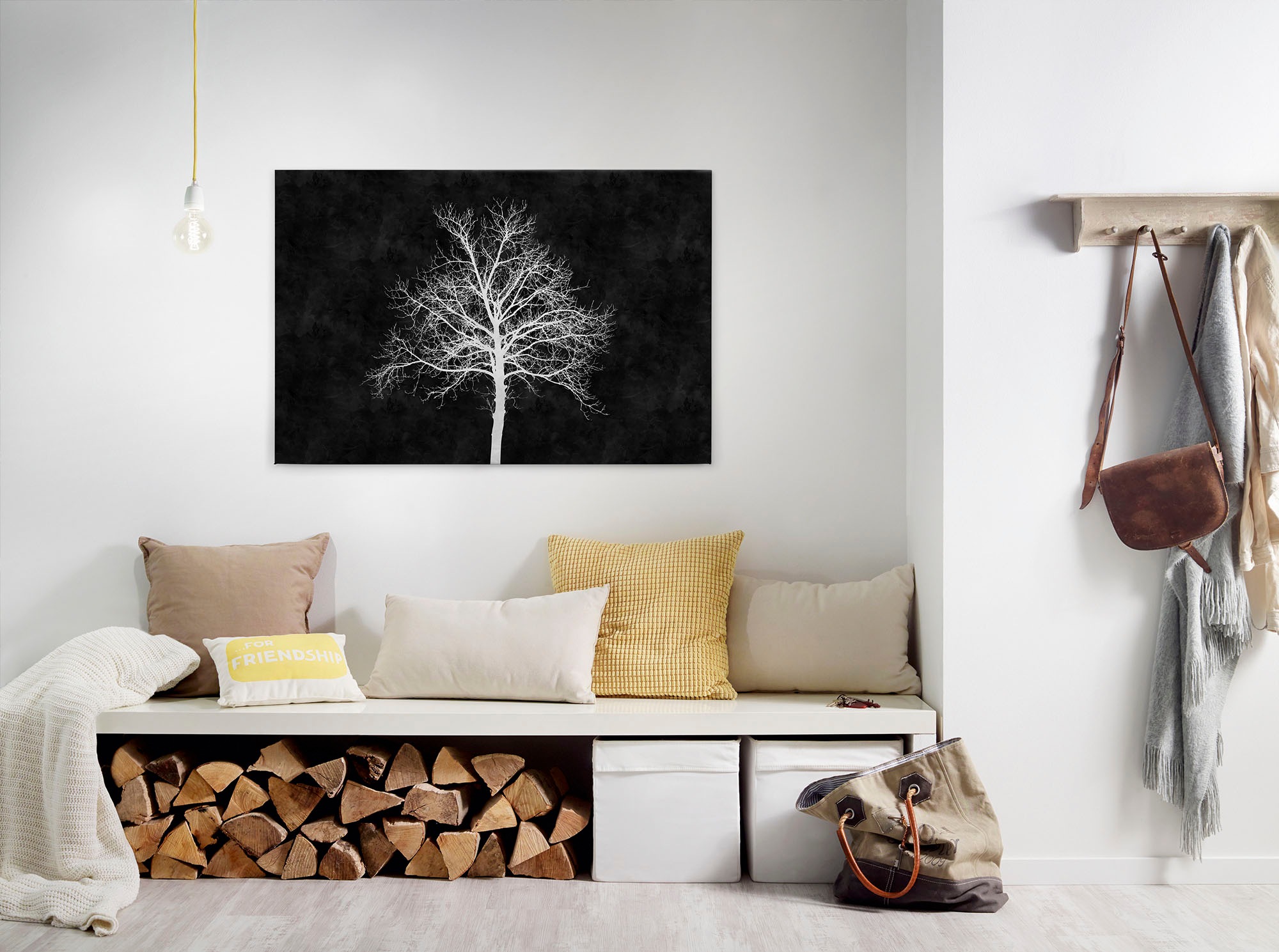 A.S. Création Leinwandbild "blackboard" Gemälde Kunst 1 Stk. tlg. Schwarz-Weiß Baum Keilrahmen Tafel Leinwand-Bild Wohnzimmer modern