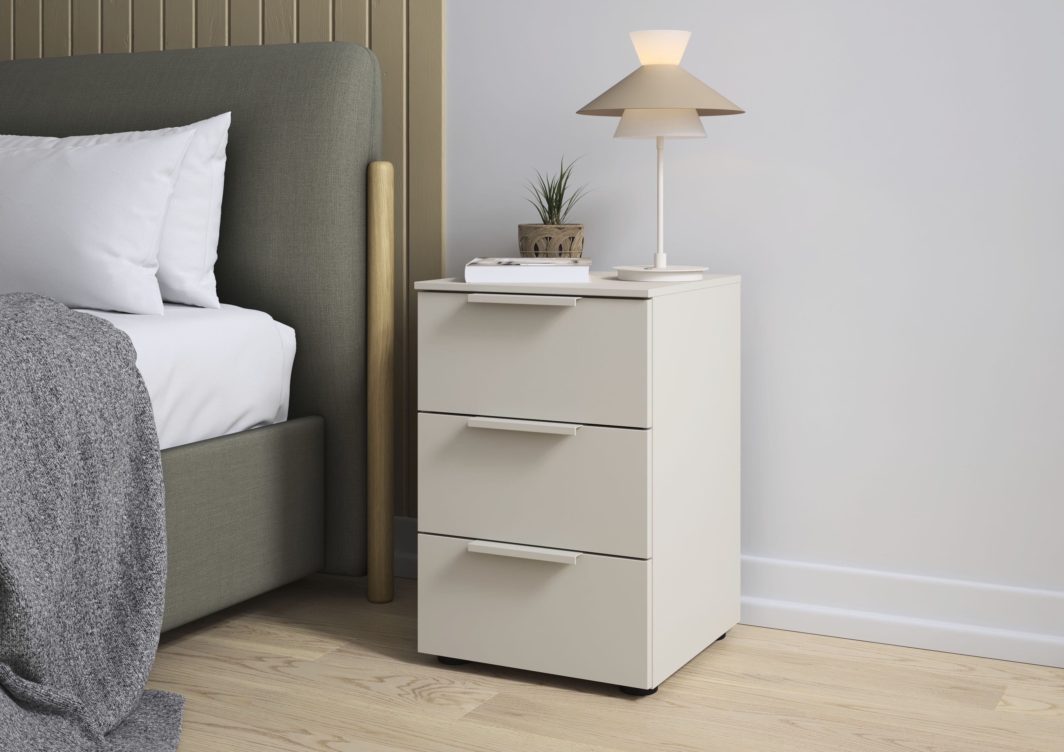 LeGer Home by Lena Gercke Nachtkommode "Nachttisch Nachtschrank Nachtkonsole SERINA eleganter Eyecatcher" inkl. SOFT-CLOSE-FUNKTION, mit 3 Schubkästen sowie hochwertigen Metallgriffen MADE IN GERMANY