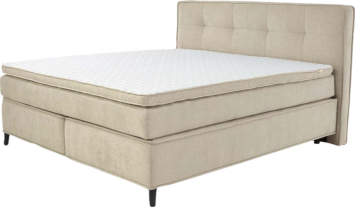 Jockenhöfer Gruppe Boxspringbett »CAPELLO, inkl. Taschenfederkernmatratze H3-H4 und 6cm Kaltschaumtopper« Bezug: Flachgewebe, 160x200 oder 180x200 cm