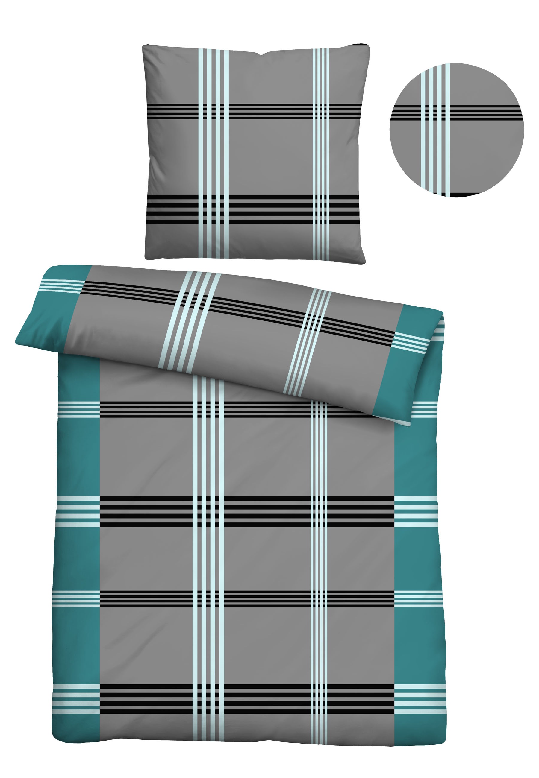 Bettwäsche, blau, CASTELL - MARKENBETTWÄSCHE, Renforcé, Obermaterial: 100% Baumwolle, Bettwäsche, "0040563", hautsympathisch, 100% Baumwolle,