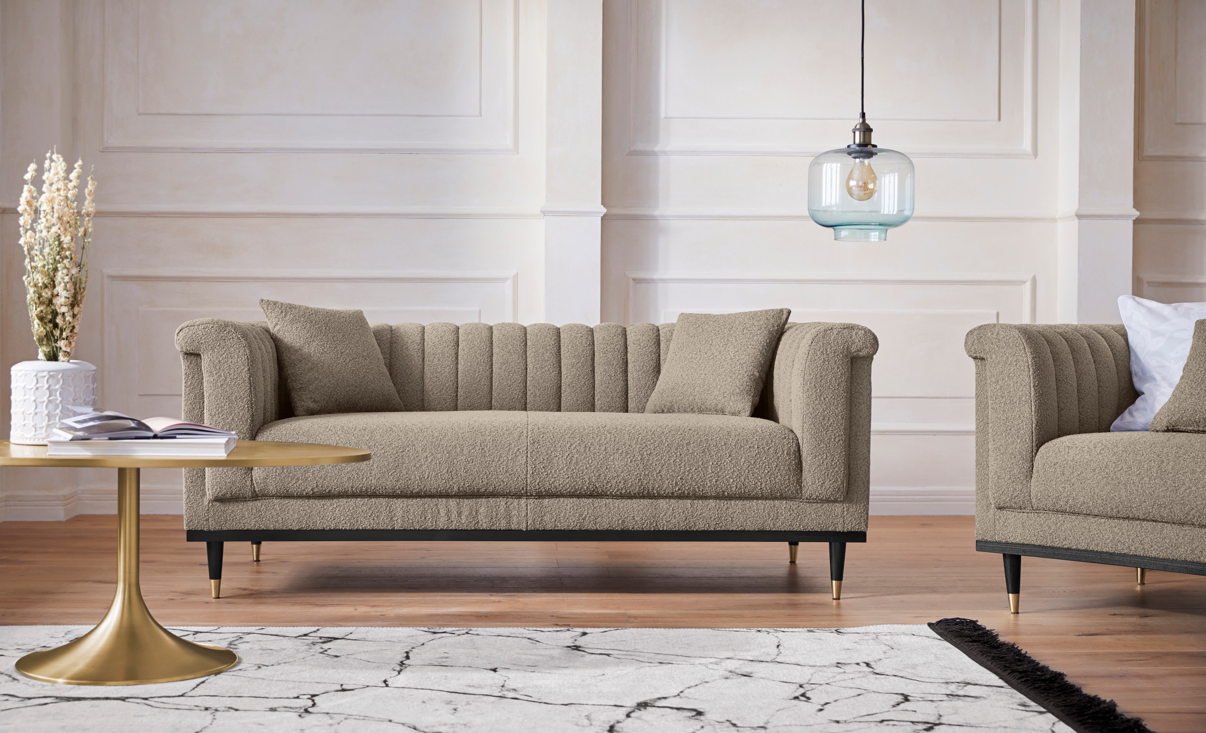 Home affaire 2-Sitzer "Chamby New", im Bouclé-Strukturbezug mit Steppung im günstig online kaufen
