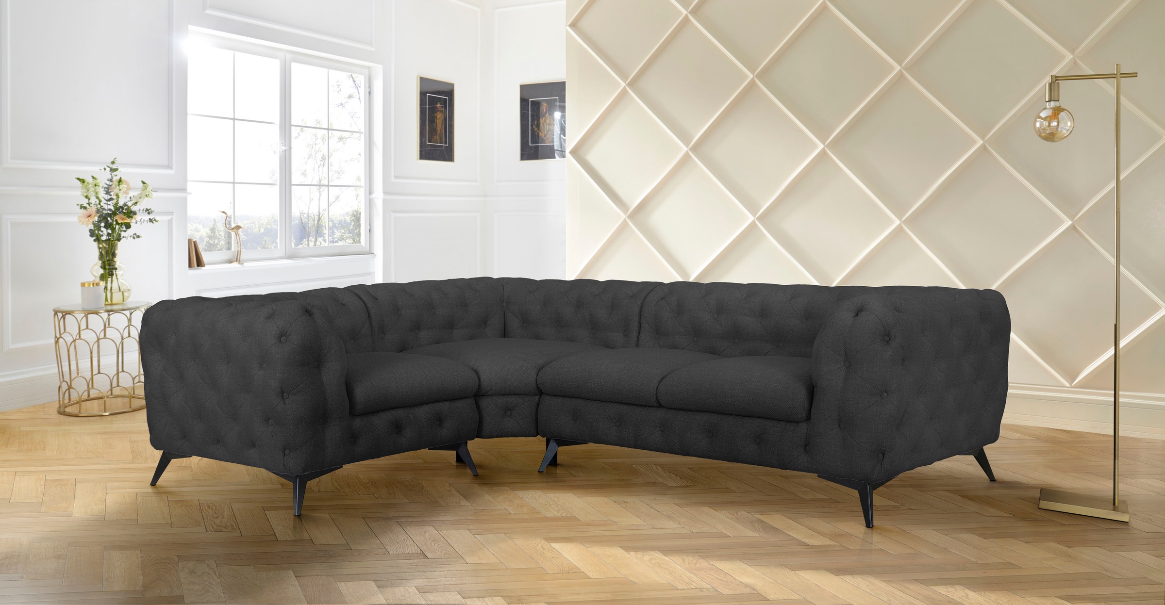 Leonique Chesterfield-Sofa "Glynis L-Form", aufwändige Knopfheftung, modern günstig online kaufen