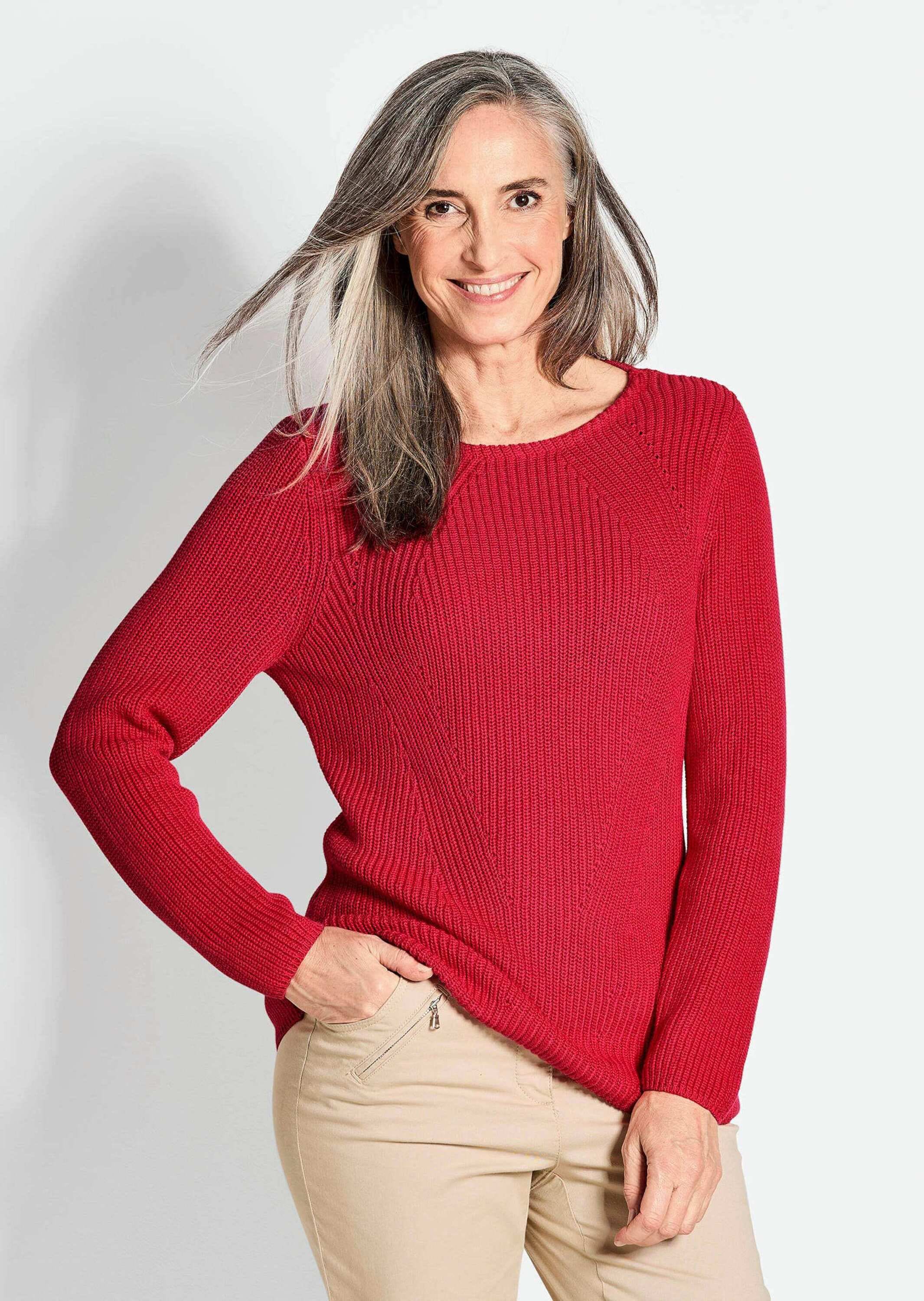GOLDNER Strickpullover »Figurschmeichelnder Pullover aus reiner Baumwolle«