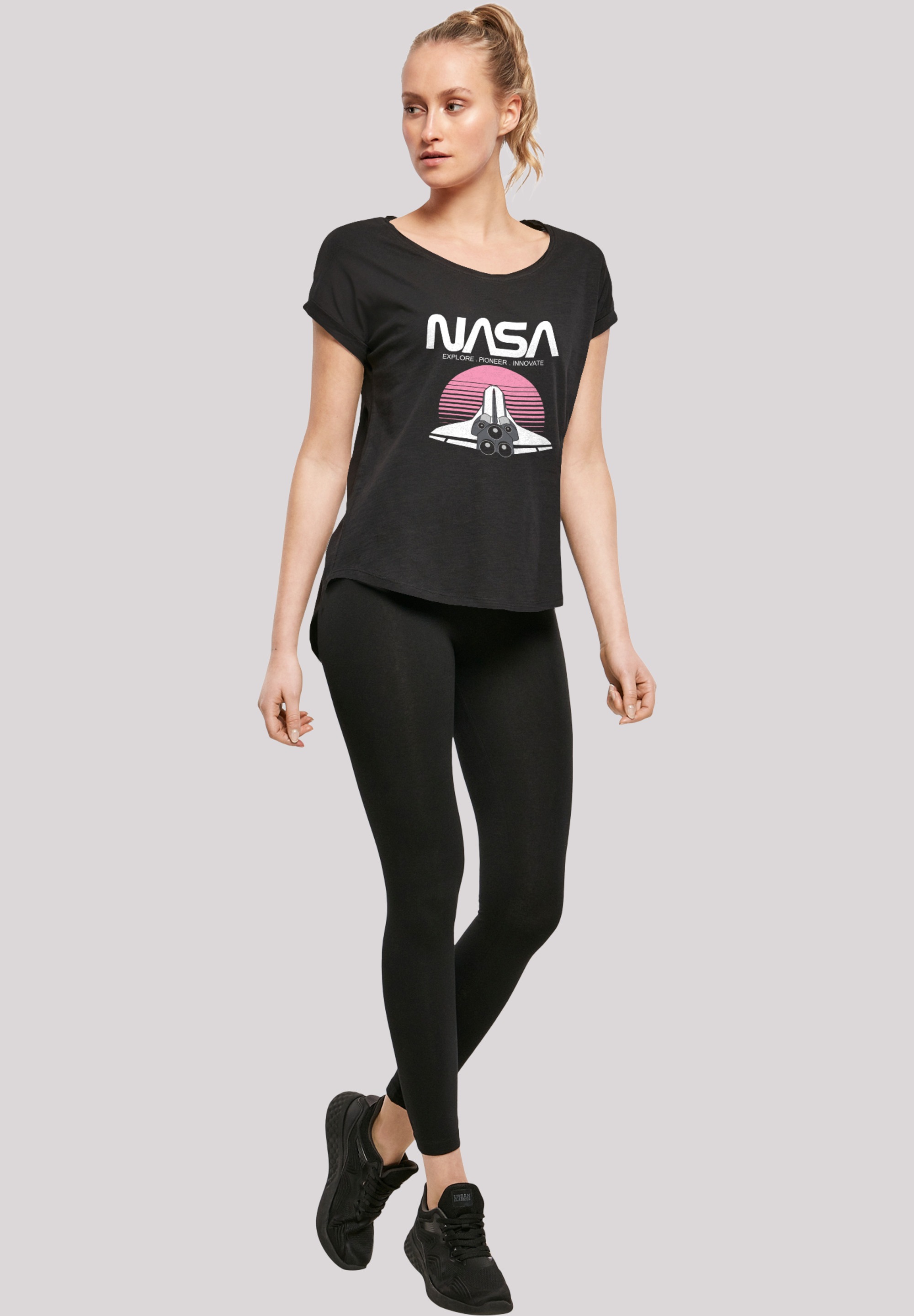 F4NT4STIC T-Shirt »Long Cut T-Shirt 'NASA Space Shuttle Sunset'«, Damen,Premium Merch,Lang,Longshirt,Bedruckt