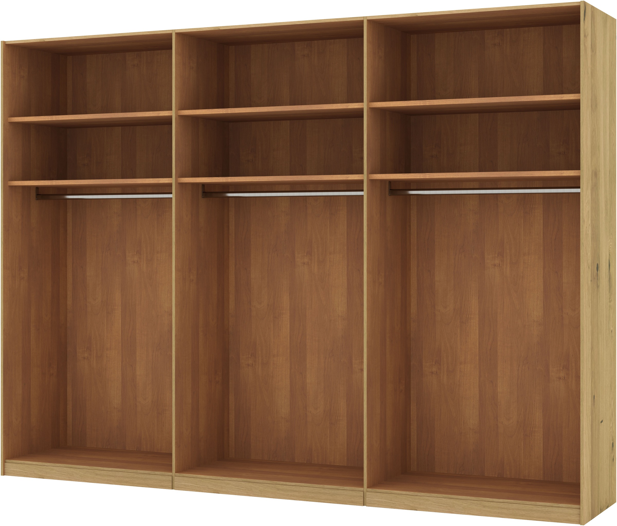 Musterring Schwebetürenschrank »Savona, Kleiderschrank, Schrank, Garderobe, mit Schiebetüren«, (Teilmassiv Bianco-Eiche, mit Spiegel oder Glas, MADE IN GERMANY), Türen Bianco-Eiche massiv, Spiegel-/Glastüren, eingelegte Chromleiste