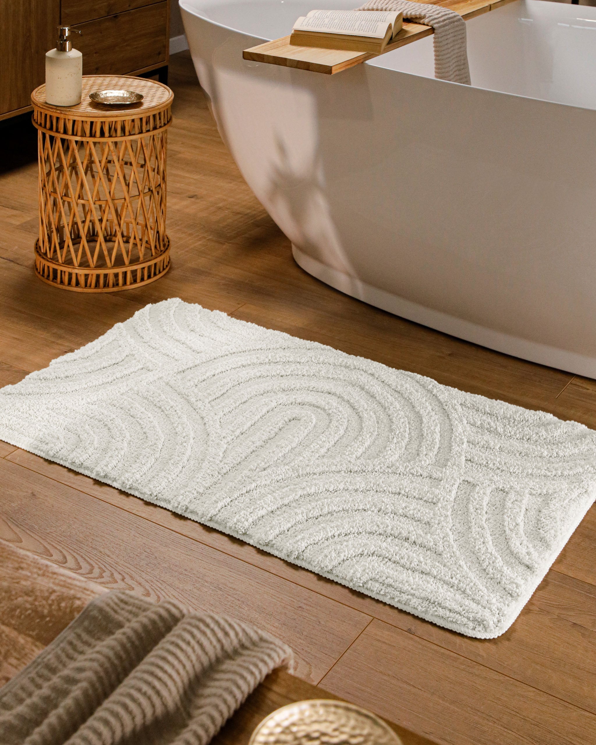 Wecon home Badematte »Fiete« Höhe 25 mm rutschhemmend beschichtet schnell trocknend Badteppich, Hoch-Tief-Effekt, weich, rutschhemmend, waschbar, getuftet