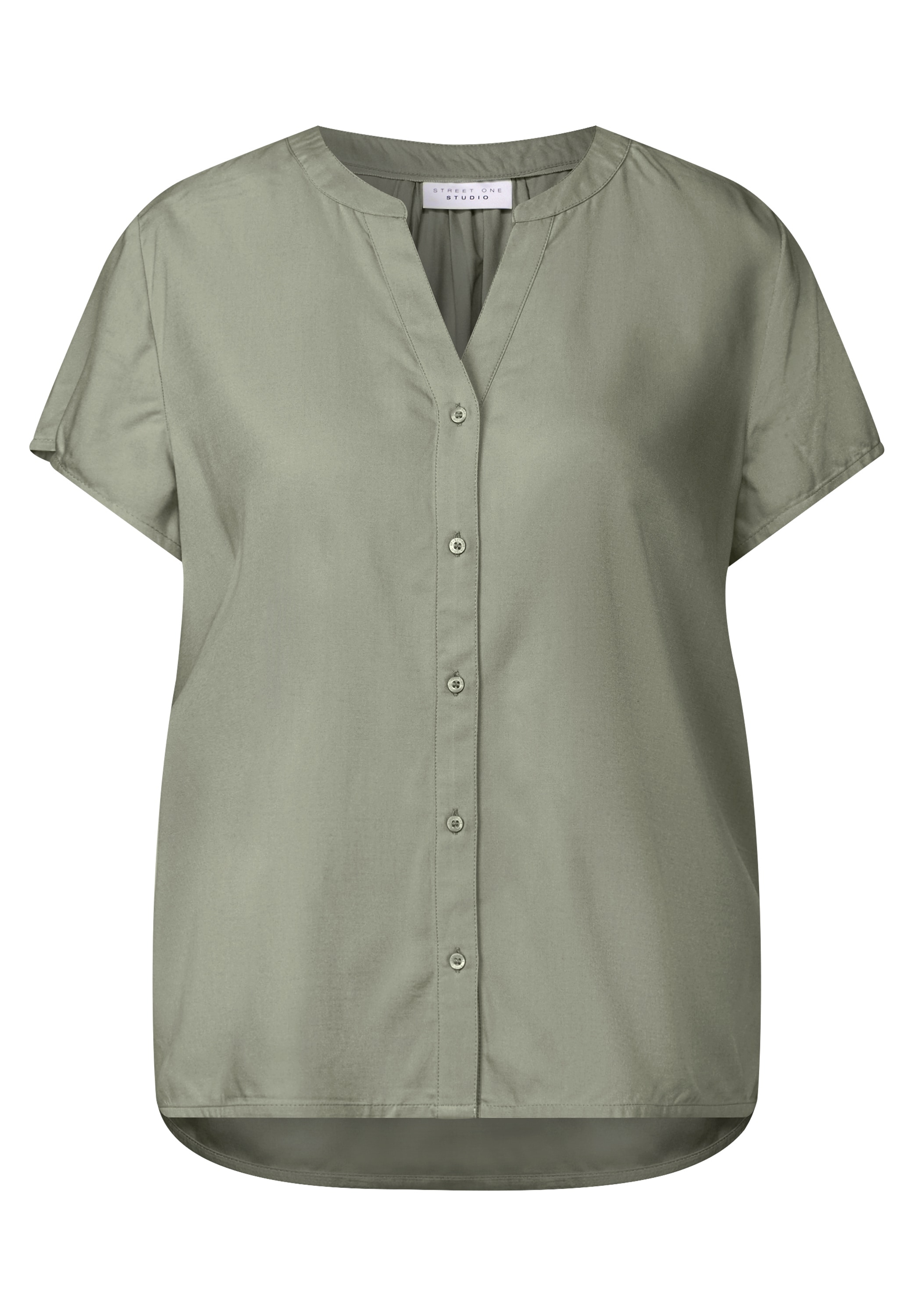 STREET ONE STUDIO Shirtbluse, mit geschlitztem Rundhalsausschnitt