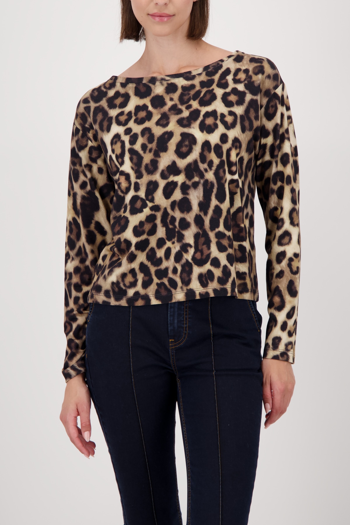 Monari Langarmshirt "Shirt Leodruck Allover", Regular fit mit U-Boot-Aussch günstig online kaufen