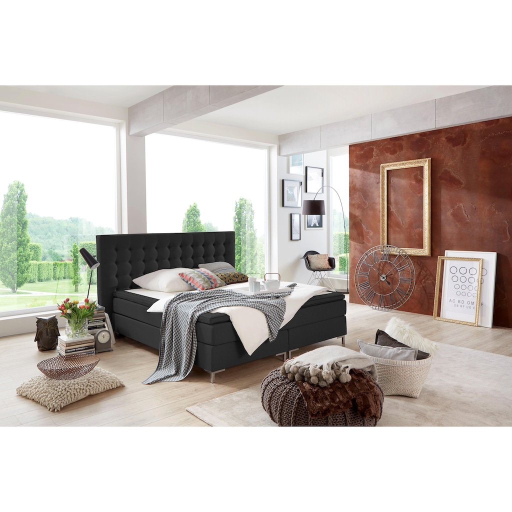 ATLANTIC home collection Boxspringbett Anni, mit Federkernmatratze und Topper