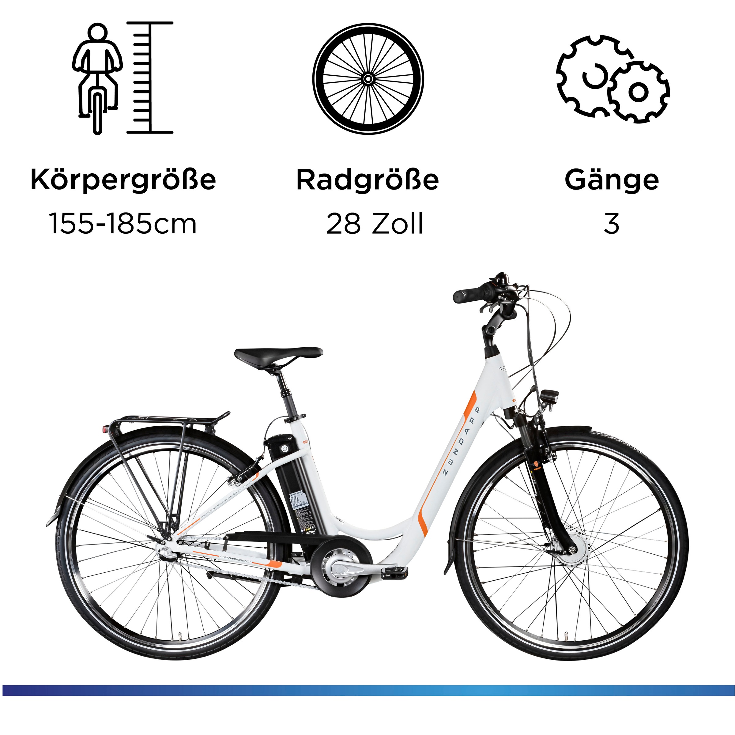 Zündapp E-Bike »Z510«, 3 Gang, Shimano, Nexus SC-3C41, Frontmotor 250 W, Pedelec, Elektrofahrrad für Damen u. Herren
