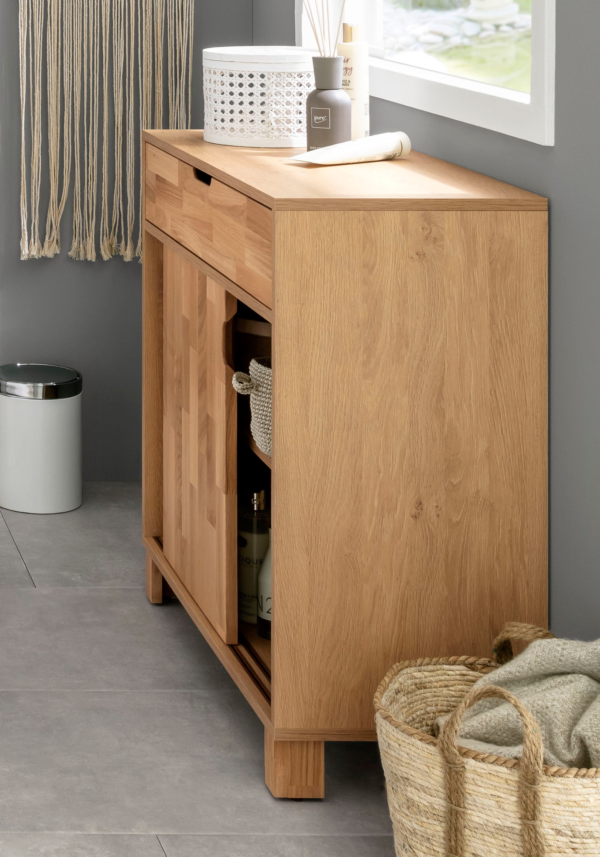 Preisvergleich für Home affaire Unterschrank April, Schiebetüren aus  Massivholz, Breite 80 cm, BxHxT 80x36x79 cm, aus Holzwerkstoff, SKU:  63190954 | Ladendirekt