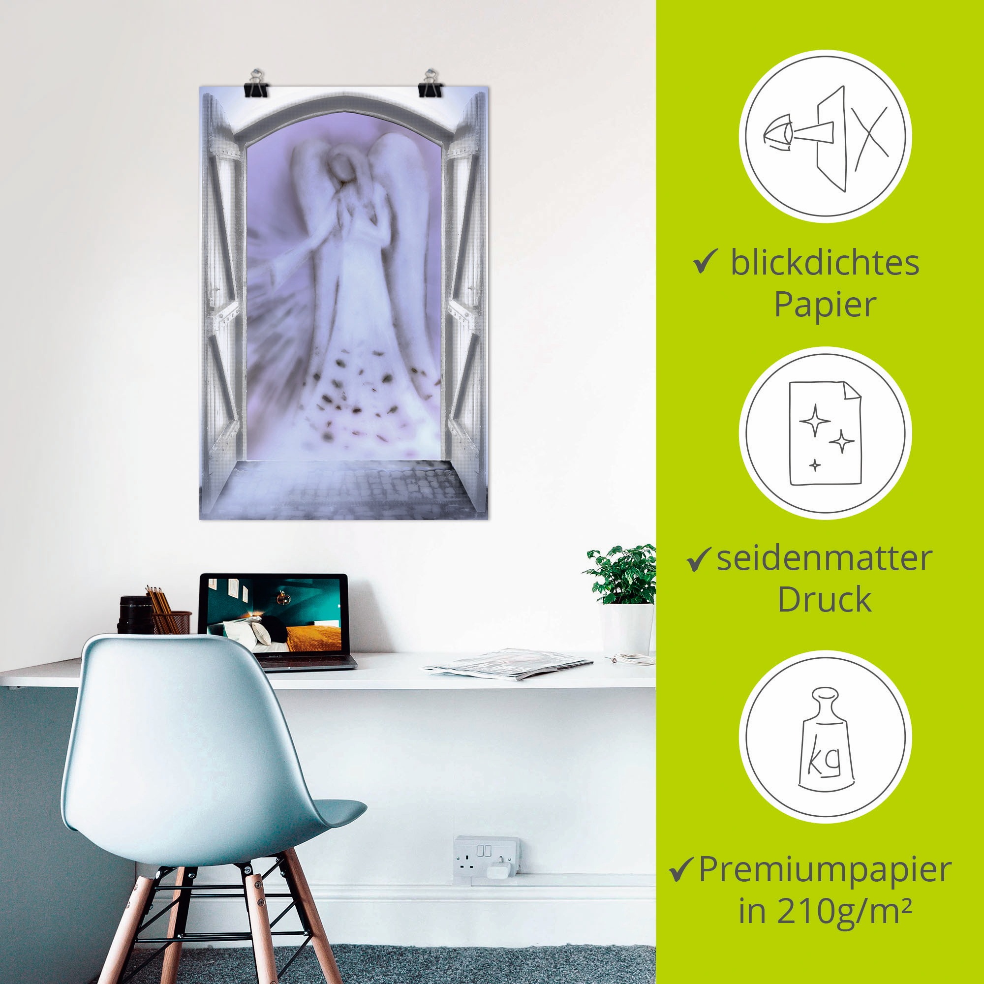 Artland Wandbild »Fensterblick - Engel vor der Tür«, Religion, (1 St.), als Alubild, Outdoorbild, Leinwandbild, Poster in verschied. Größen