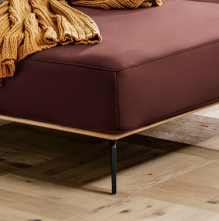 W.SCHILLIG Ecksofa »run, Designsofa mit tollem Sitzkomfort, bequem, L-Form«, mit Holzsockel, Füße in Schwarz pulverbeschichtet, Breite 299 cm