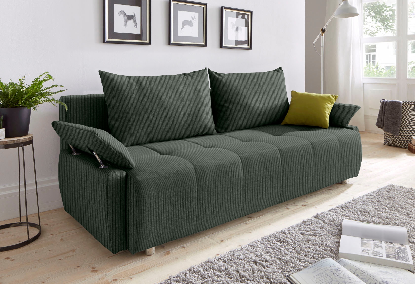 COLLECTION AB Schlafsofa "Funtastic, B: 212 cm, Liegefl. 145x187 cm, Armteilverstellung" Schlaffunktion, Bettkasten & Zierkissen, Gästebett mit Federkern