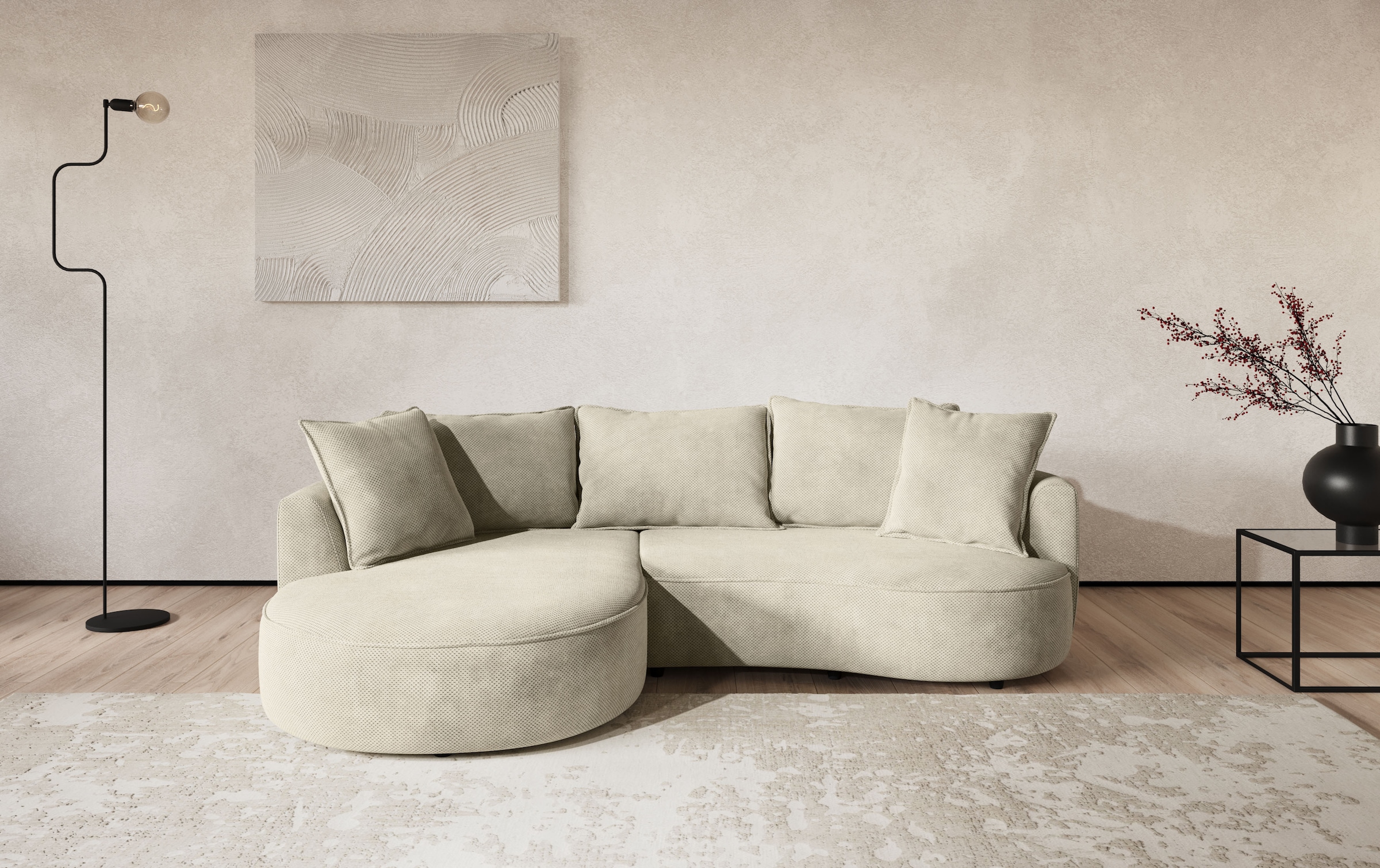 OTTO home Ecksofa "Sana L-Form, B: 260 cm, organische Form, Otto.Verlässliche Qualität" Loungesofa mit Wellenunterfederung