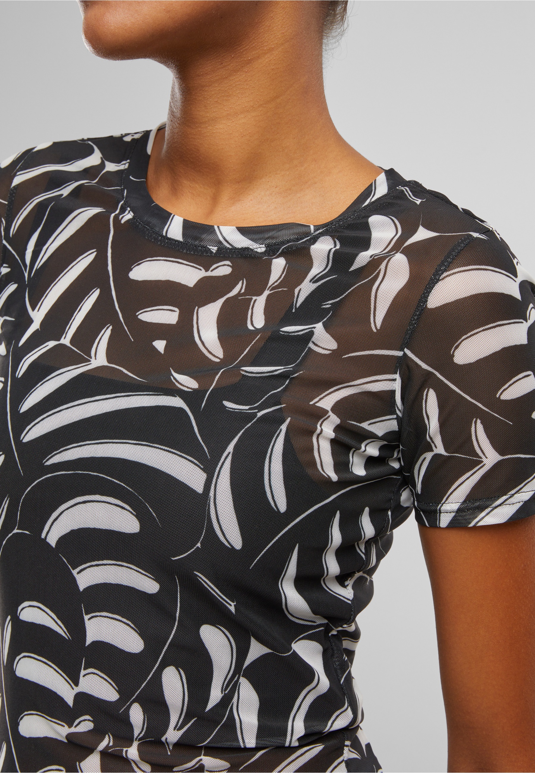 URBAN CLASSICS T-Shirt »Urban Classics Damen Ladies AOP Mesh Tee« 1 Stk.