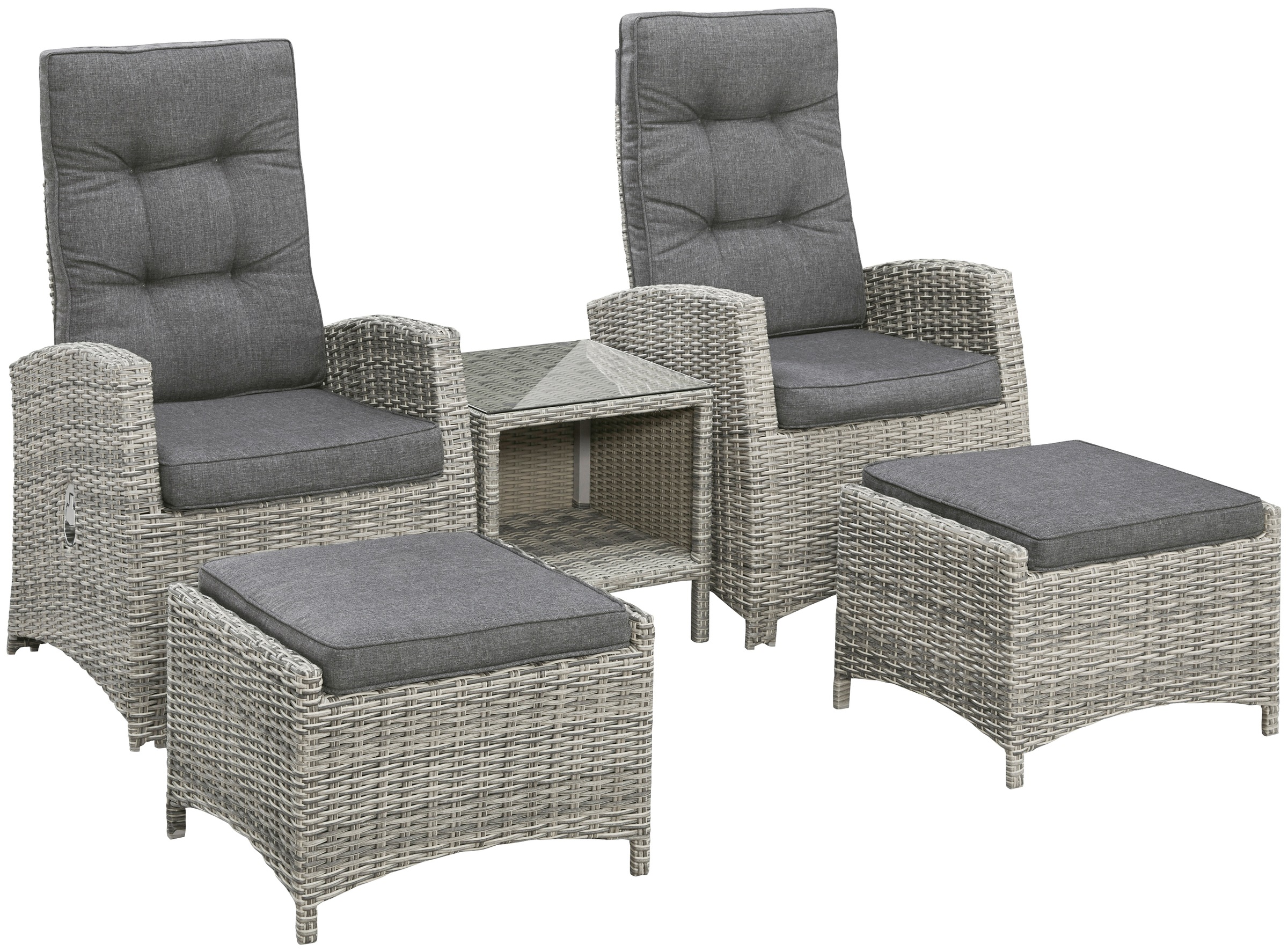 KONIFERA Gartenlounge-Set "Monaco" Set, 2x Sessel, 2x Hocker, 1x Tisch 49x4 günstig online kaufen