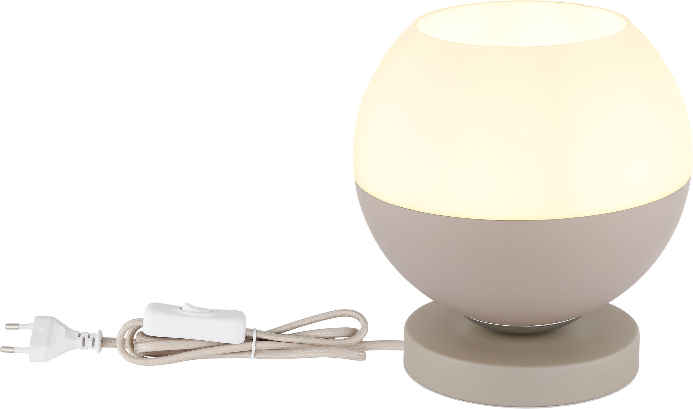 GLOBO LIGHTING Tischleuchte »RAGUSA« E27 1 Stk. Sandfarbene Tischlampe Glaskugel, Wippschalter, E27