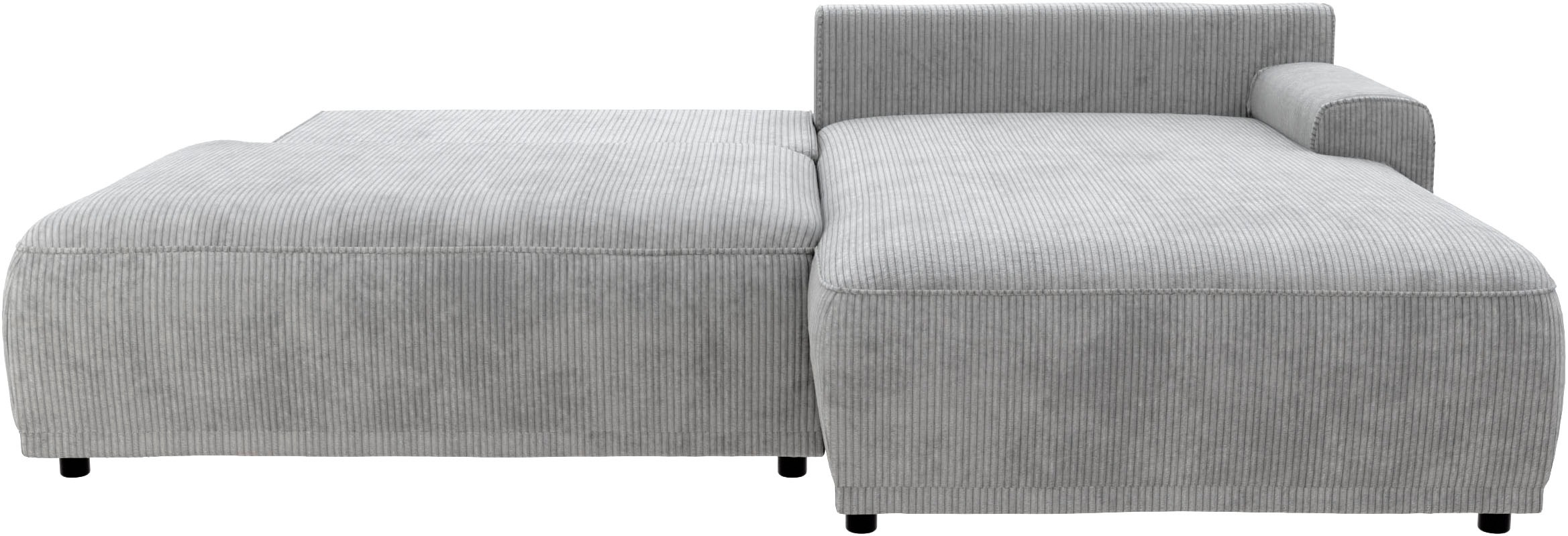 TRENDMANUFAKTUR Ecksofa »Fordon II, Schlafsofa mit Bettkasten, Couch in L-Form, Breite 250 cm«, in Cordstoff HYPER, betongrau, Armlehne rechts