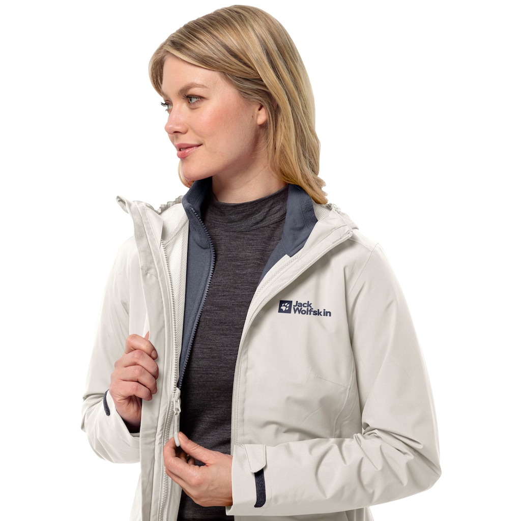 Jack Wolfskin Funktionsjacke »MOONRISE 3IN1 JKT W«, mit Kapuze, mit wasserabweisenden Reißverschlüssen