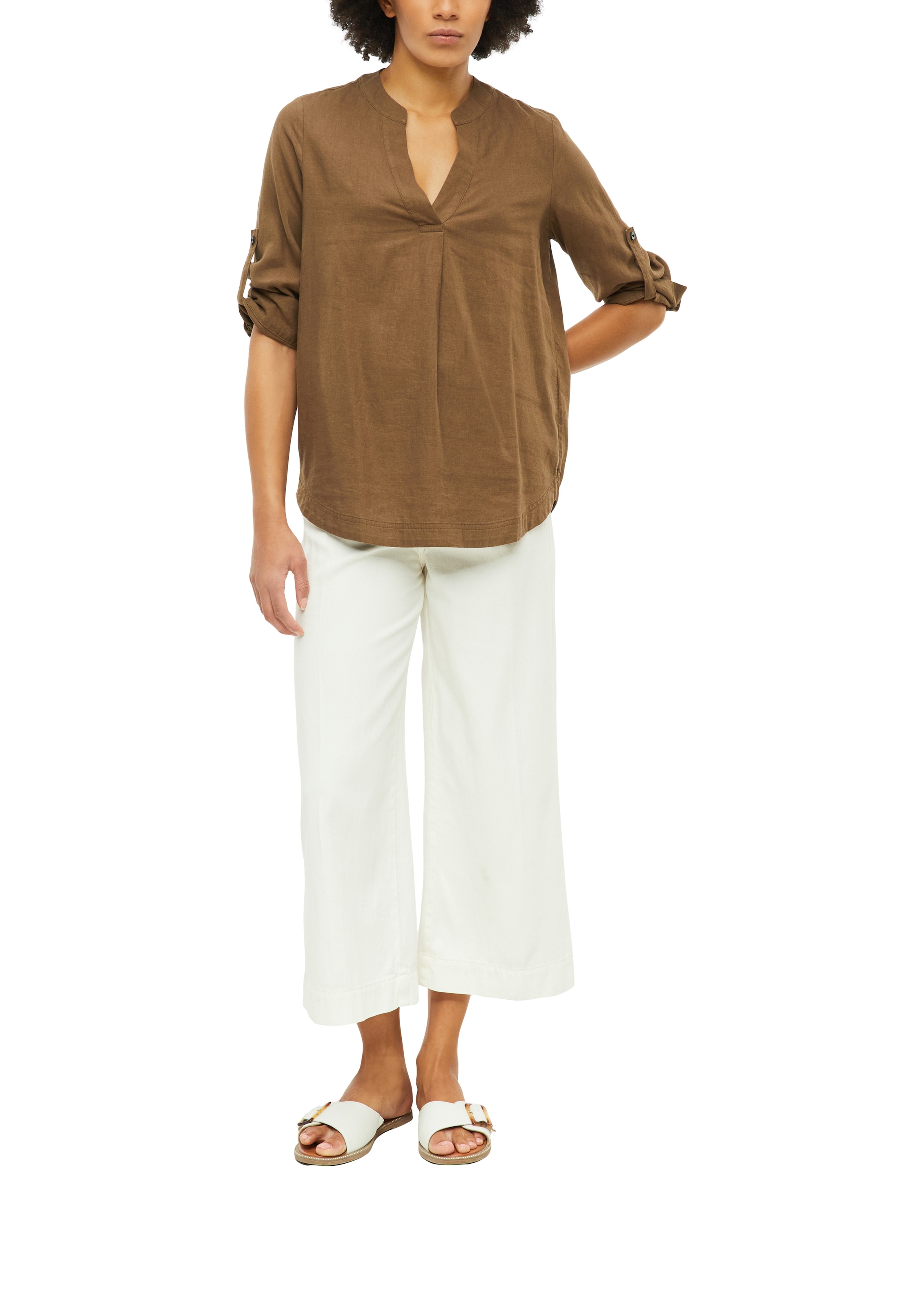 s.Oliver Shirtbluse krempelbar, kühlender Leinenmix