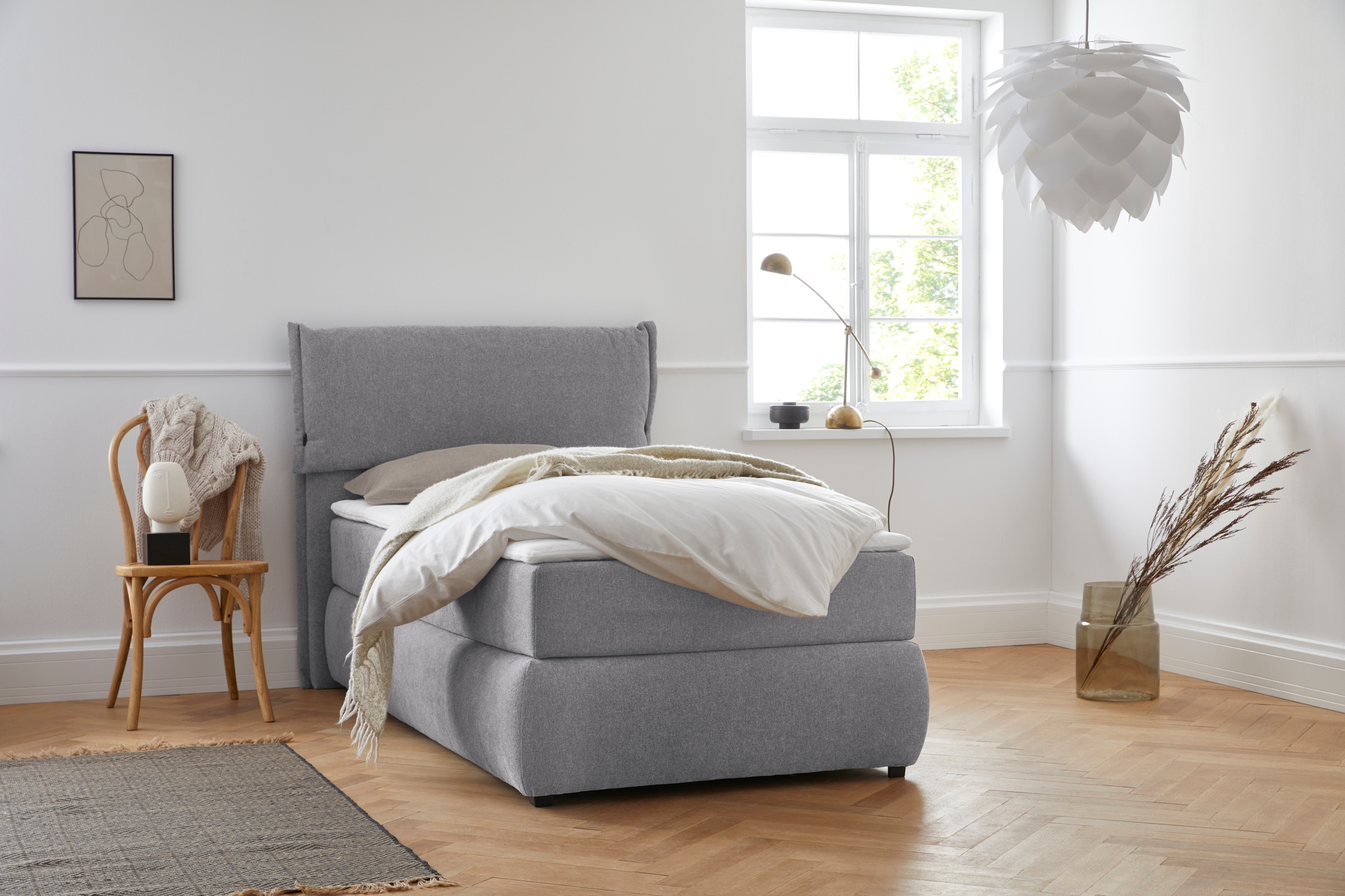 OTTO home Boxspringbett "Jenson" in 4 Farben, 4 Breiten, 3 Matratzenarten in 2 Härtegraden, Topper