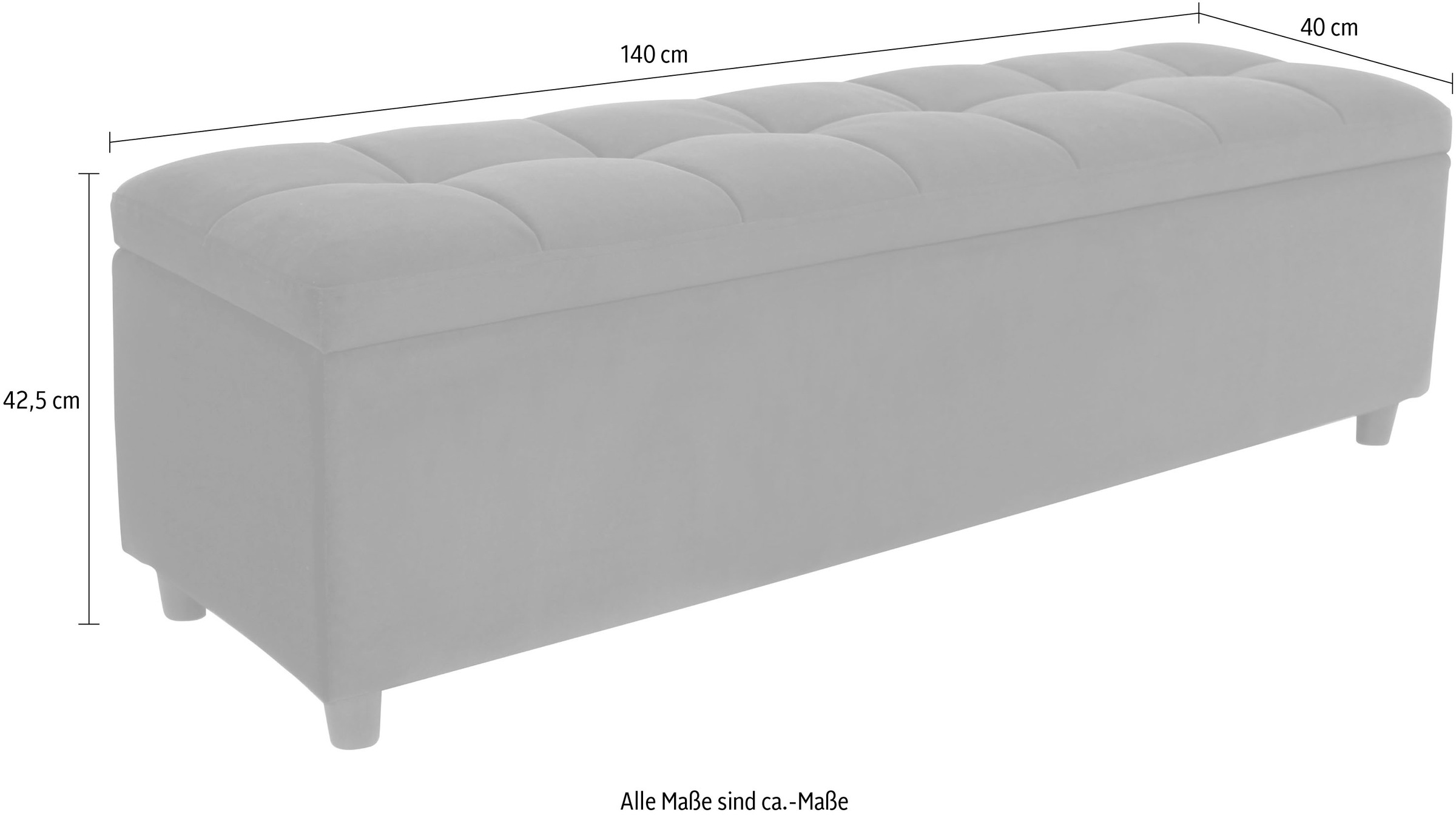 Home affaire Abgesteppt Bettbank Schwarz 140cm 3