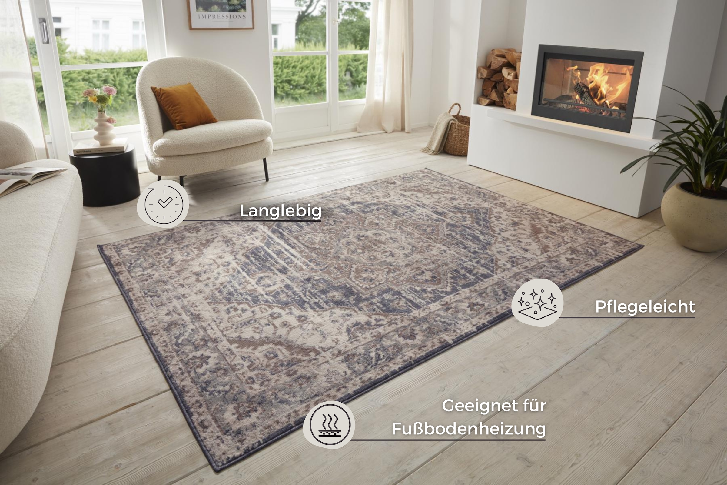 HANSE Home Teppich »Sand«, rechteckig, 8 mm Höhe, Kurzflor, Läufer, Orient, Vintage, Wohnzimmer, Schlafzimmer, Esszimmer