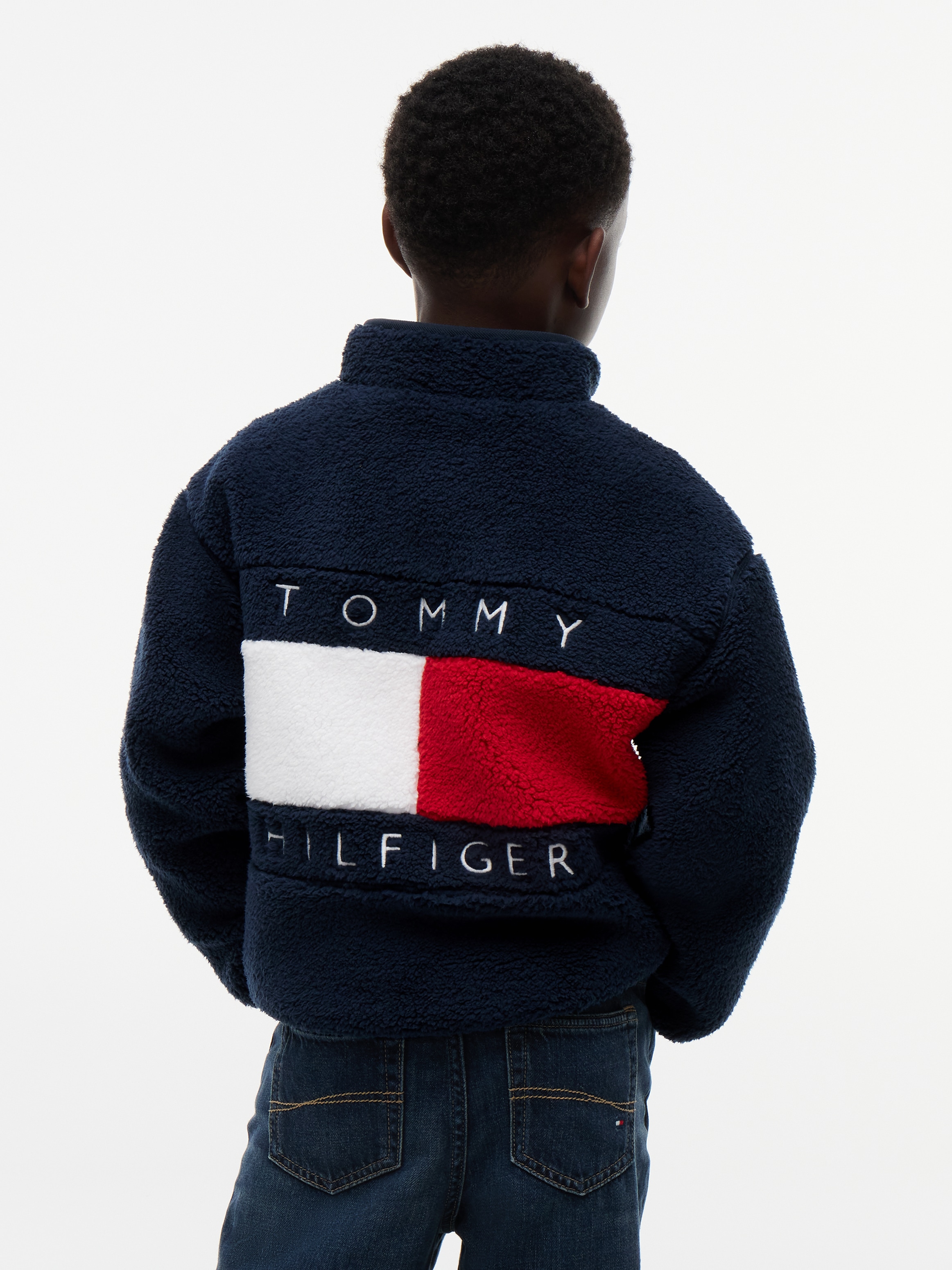 Tommy Hilfiger Plüschjacke ohne Kapuze Regular Fit, Plüsch-Qualität, Kinder bis 16 Jahre