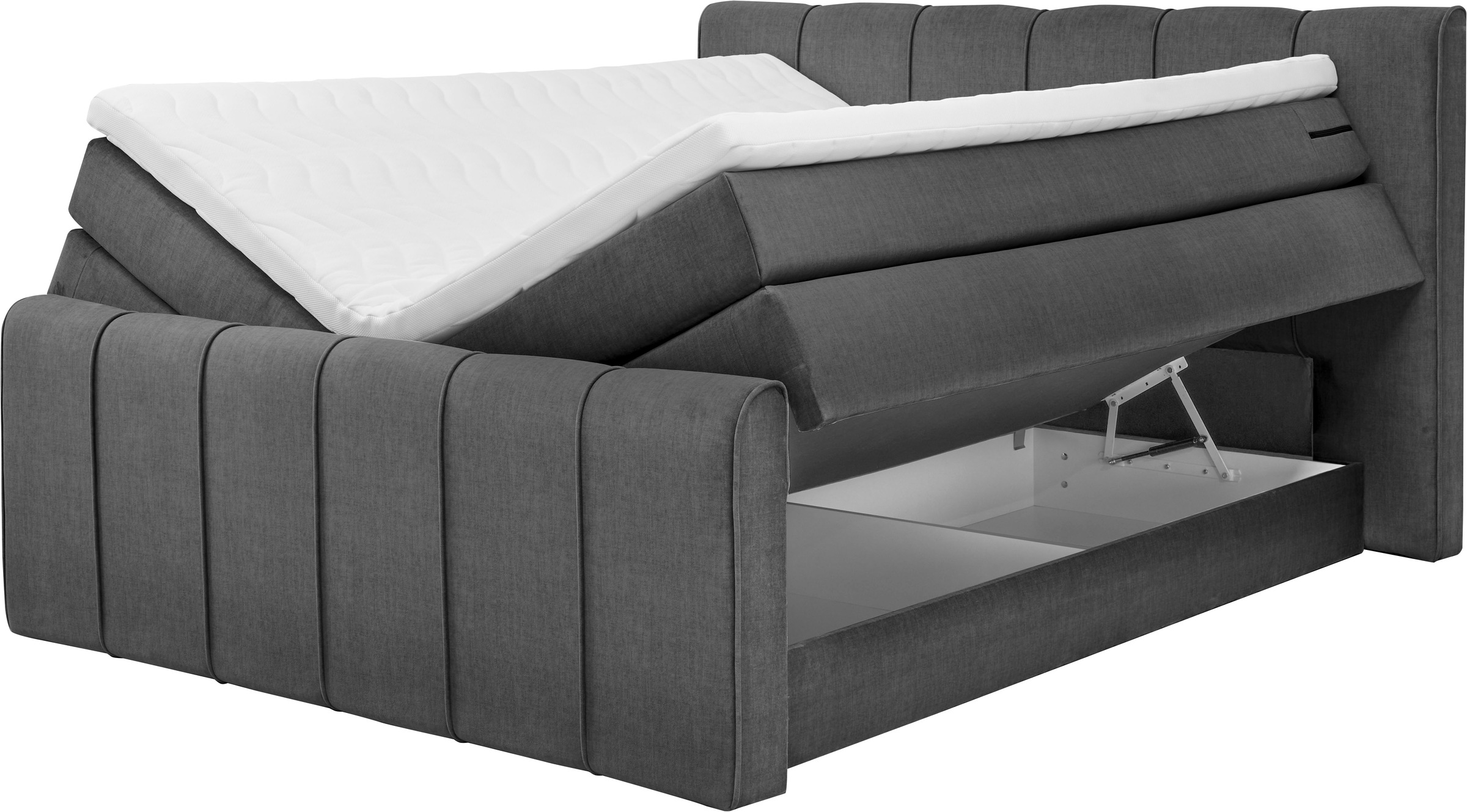 set one by Musterring Boxspringbett »Fairfield«, mit Bettkasten, Kopfteil mit Keder, Breite 160 cm oder 180 cm