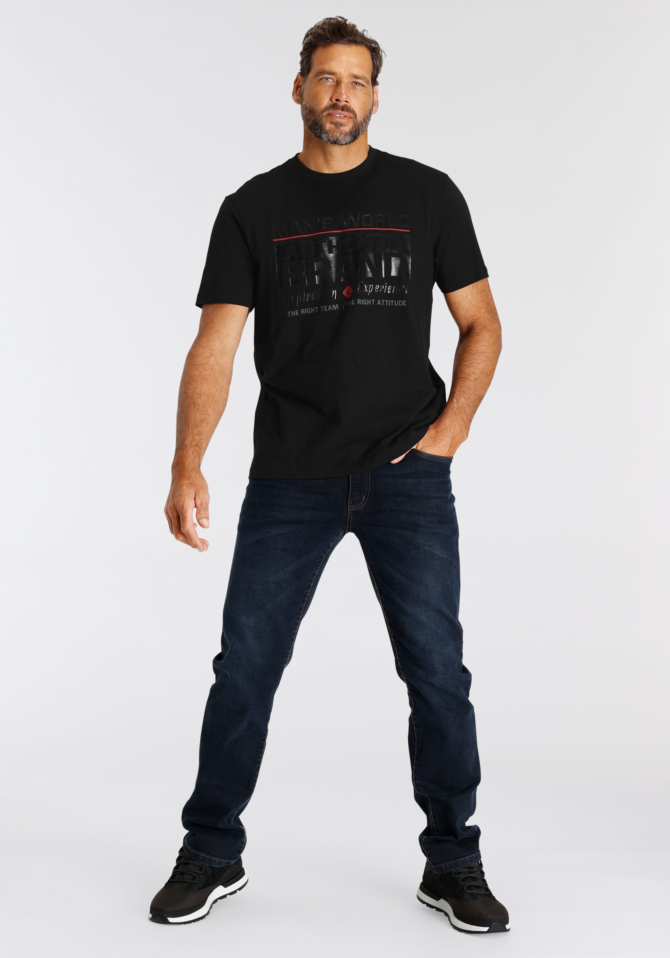 Man's World T-Shirt, Kurzarm, mit Print, Rundhals, aus Baumwolle, auch in großen Größen
