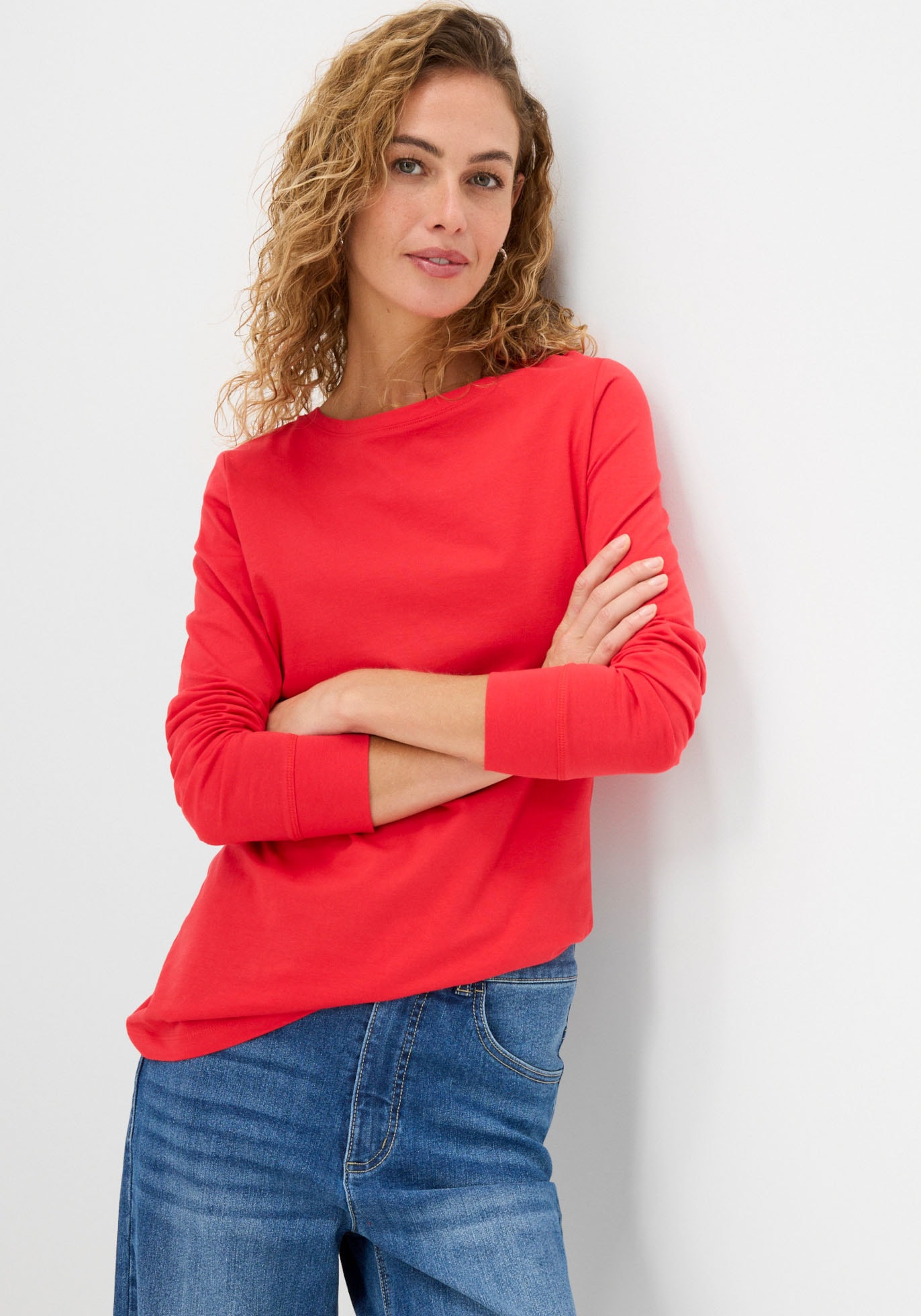 bonprix Longshirt Packung, 5 Langarm, aus reiner Baumwolle, mit abgesetzten Bündchen am Ärmel