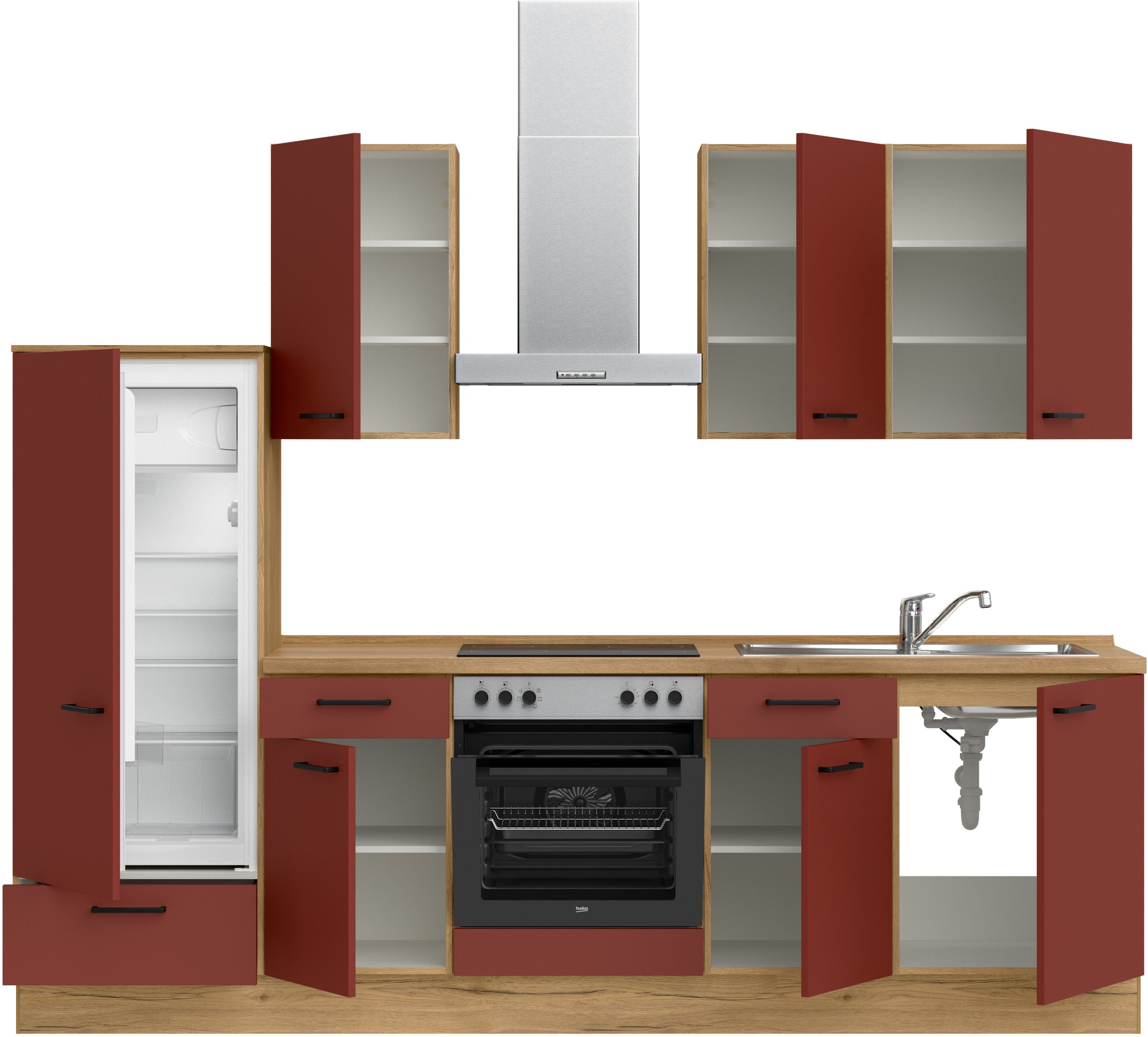nobilia® Küchenzeile »"Easytouch I"«, vormontiert, Ausrichtung wählbar, Breite 270 cm, wahlw. mit E-Geräten
