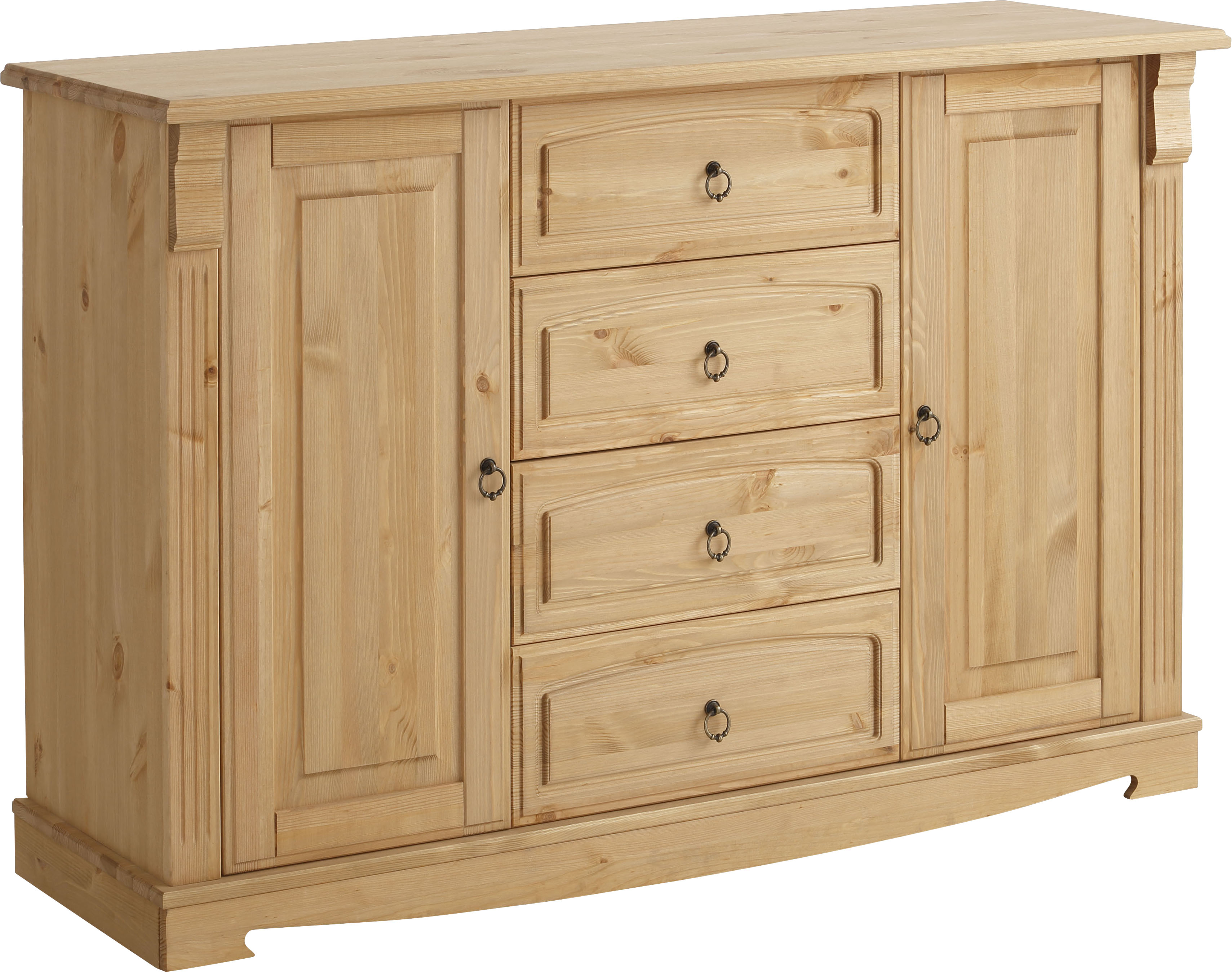 OTTO home Sideboard "Anna, Kommode, im Landhausstil, Made in EU" Gesamtmaße (B/T/H): ca. 140/44/88 cm, Kommode, Breite 140 cm, 4 Schubladen, 2 Türen, Massivholz, FSC
