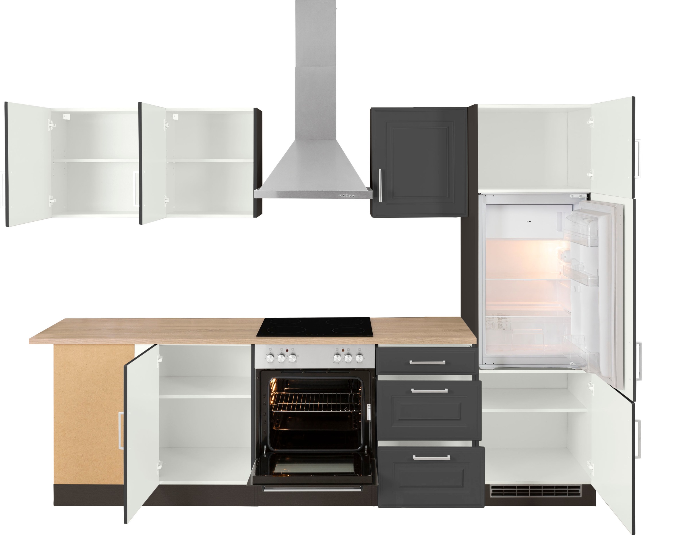 KOCHSTATION Winkelküche »KS-Stockholm« Stellbreite 220/280 cm, mit hochwertigen MDF Fronten im Landhaus-Stil